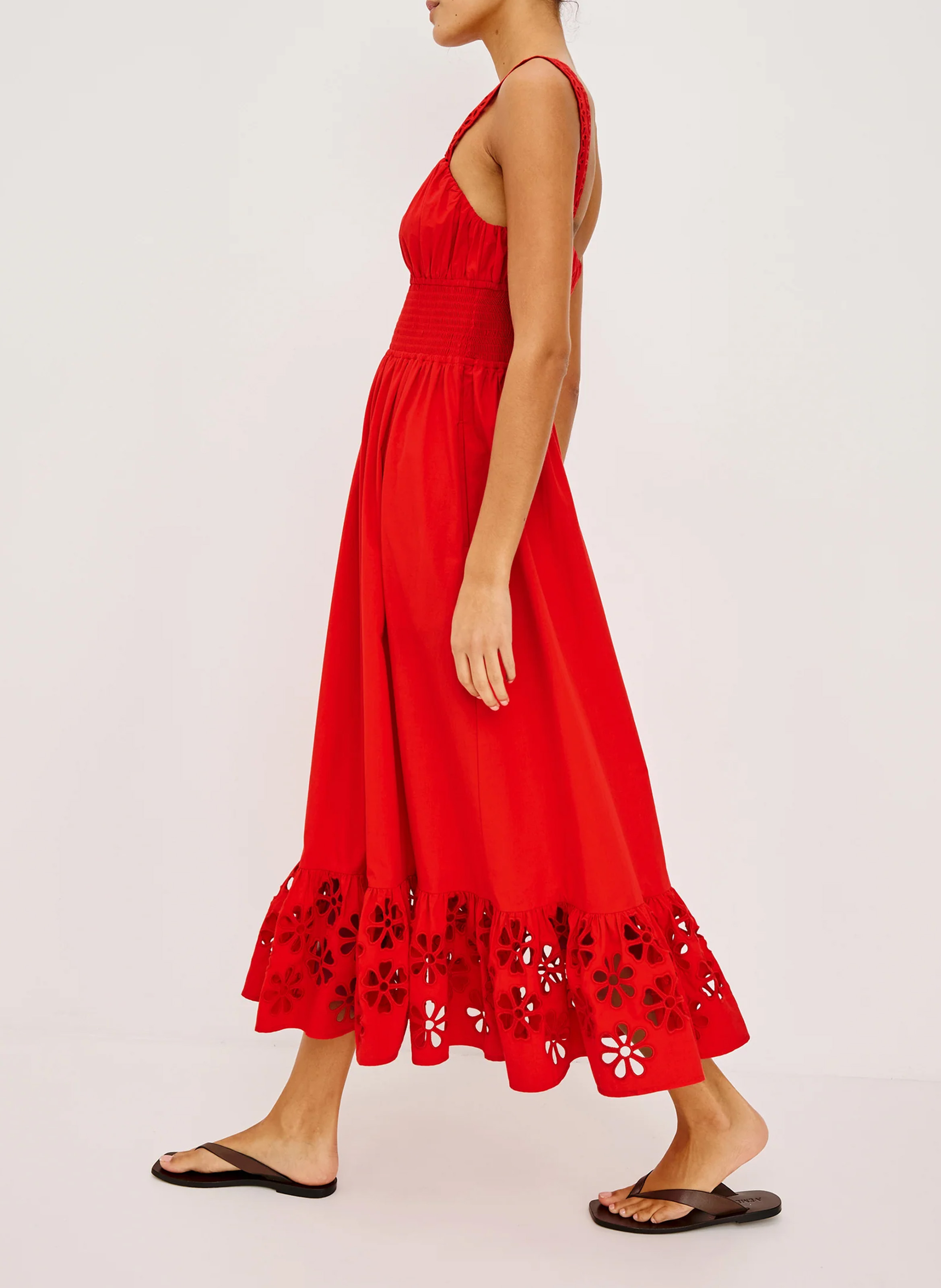Cotton heart neckline midi dress RAILS Red