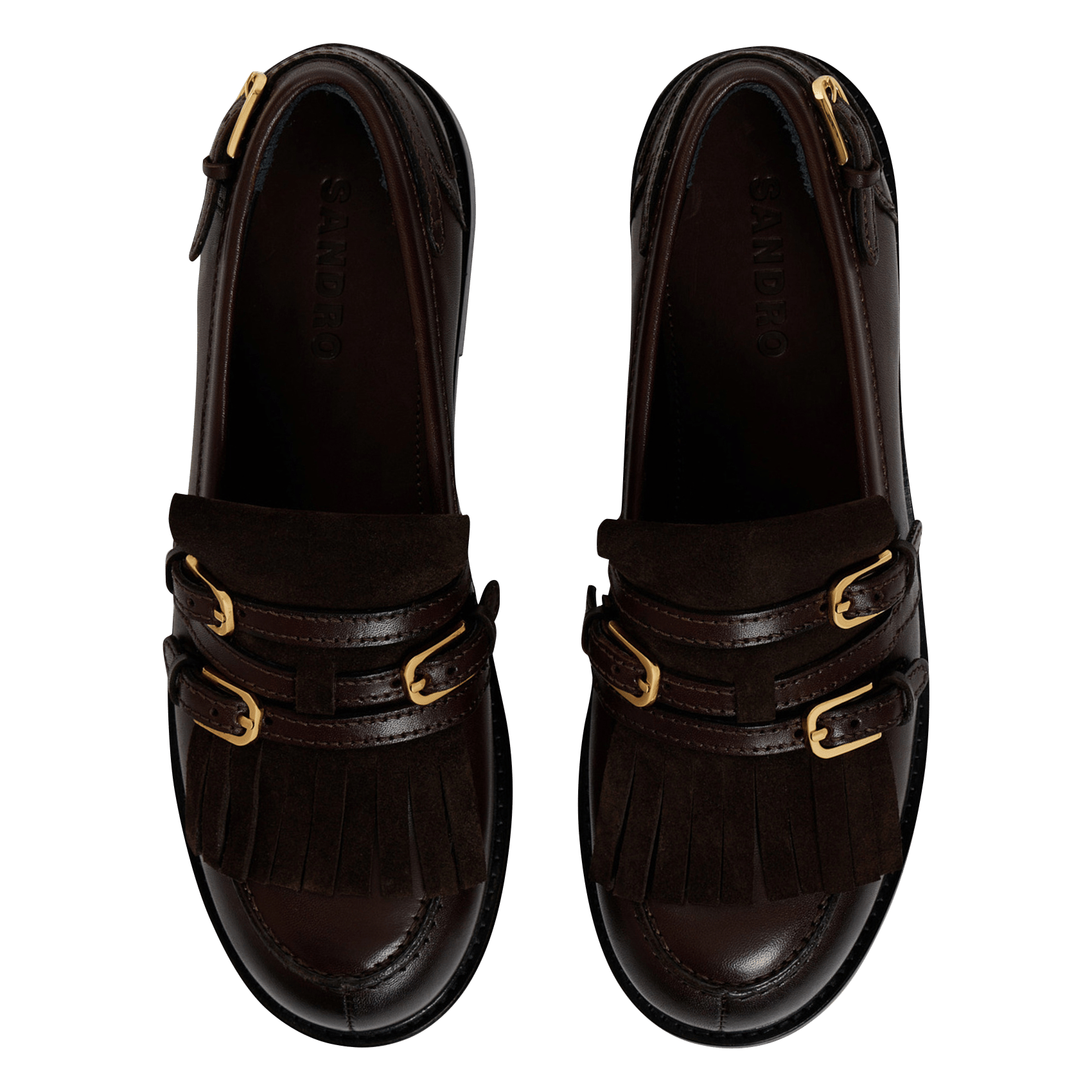 Effen leren mocassins SANDRO Bruin