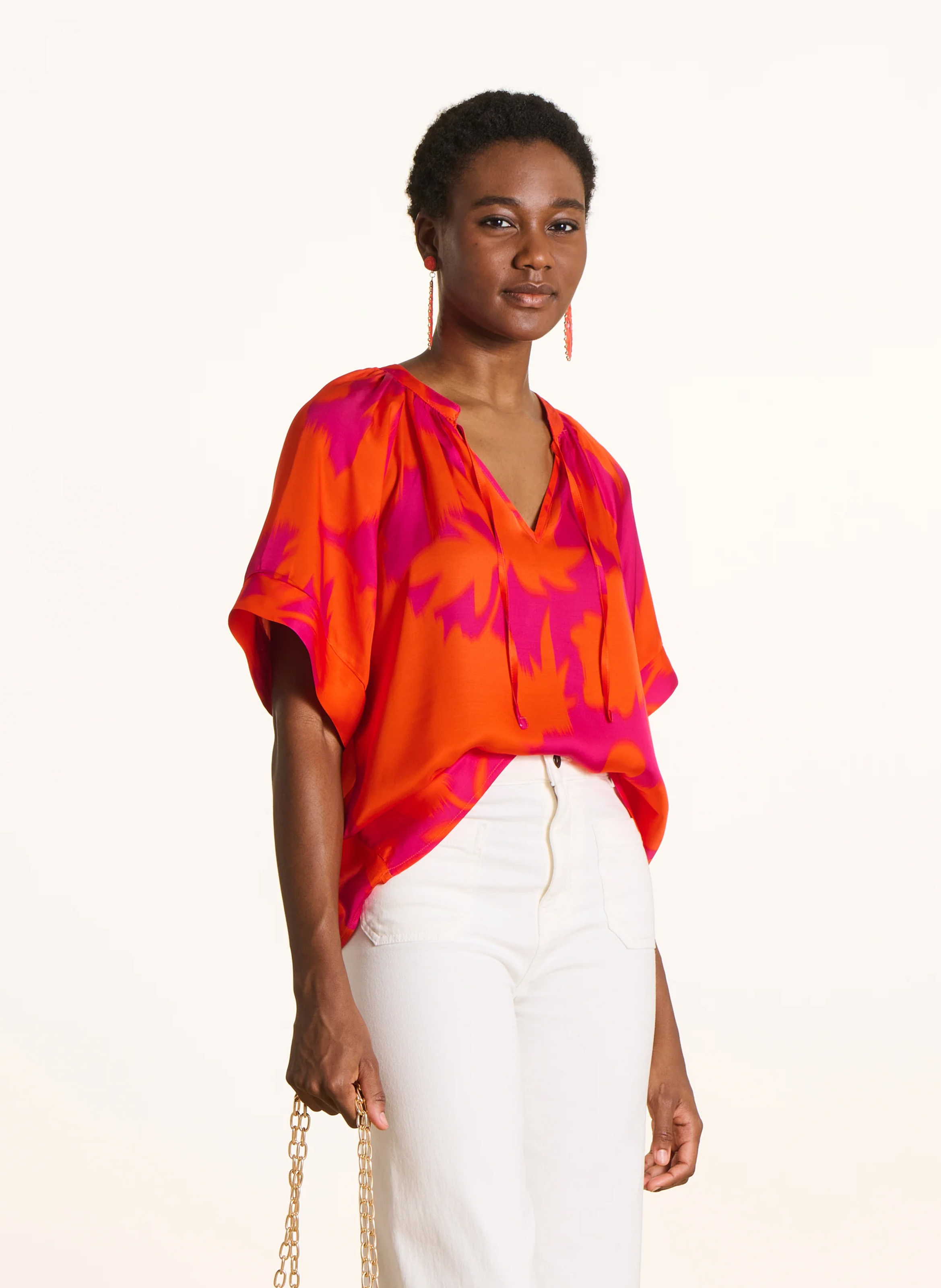 Bedrucktes Top mit Henley-Ausschnitt LA FEE MARABOUTEE Mehrfarbig