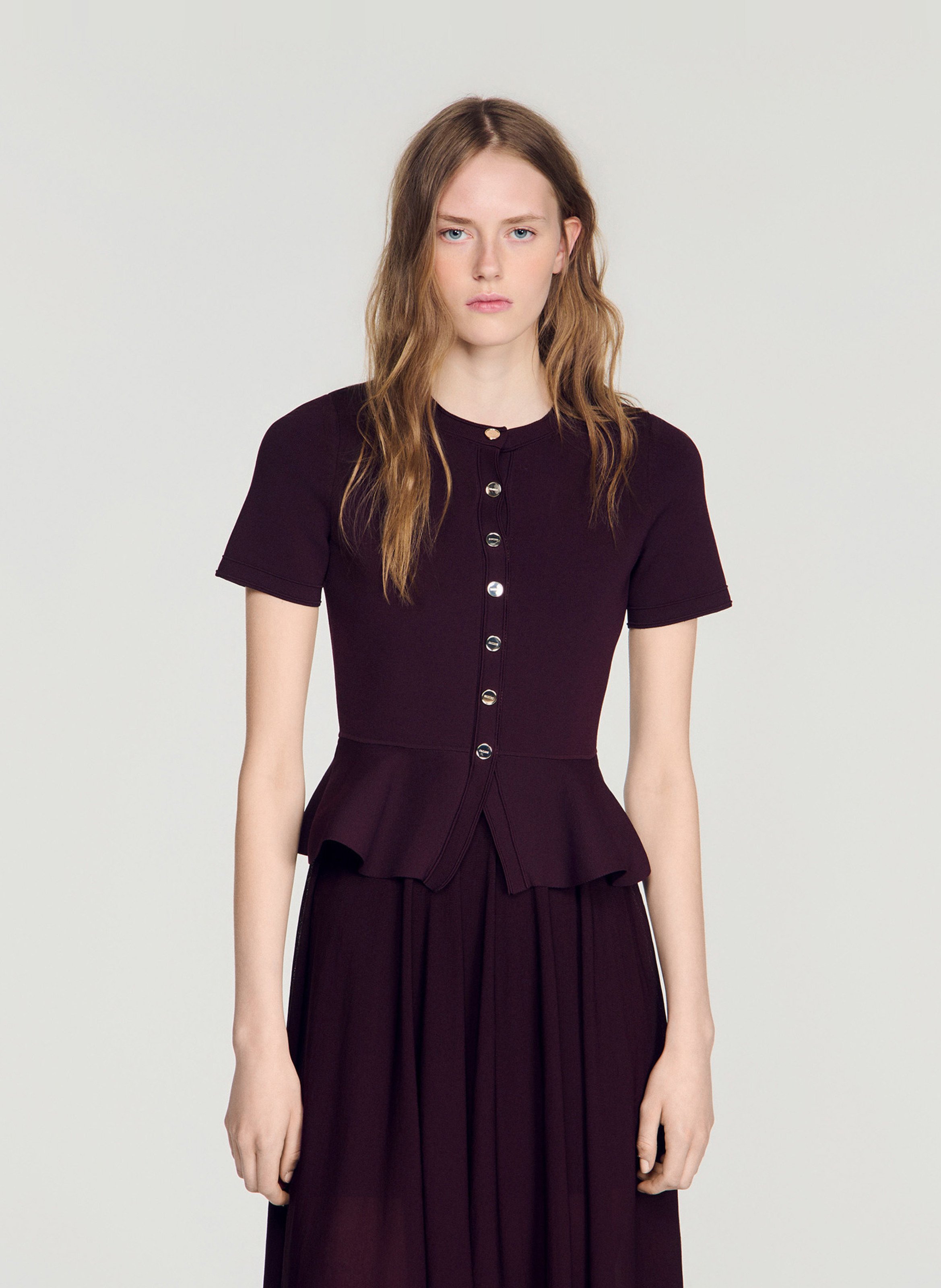 Lange jurk met ronde hals SANDRO Rood