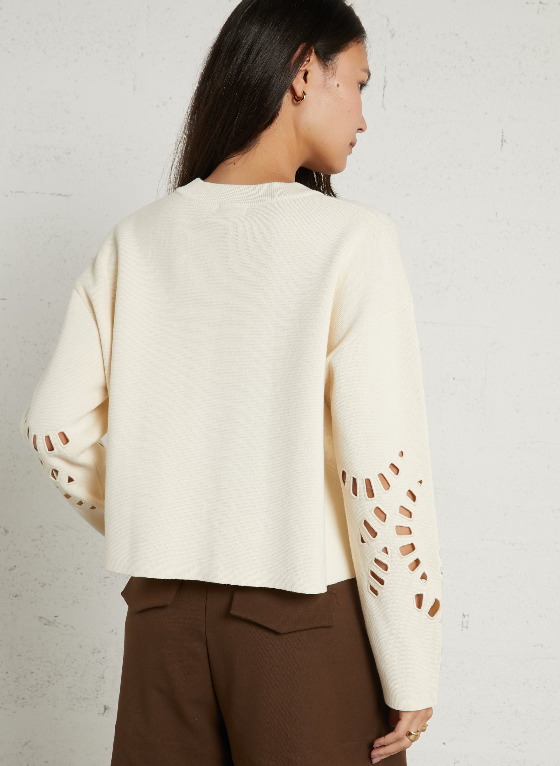 Short oversized organic cotton sweater SUNCOO White