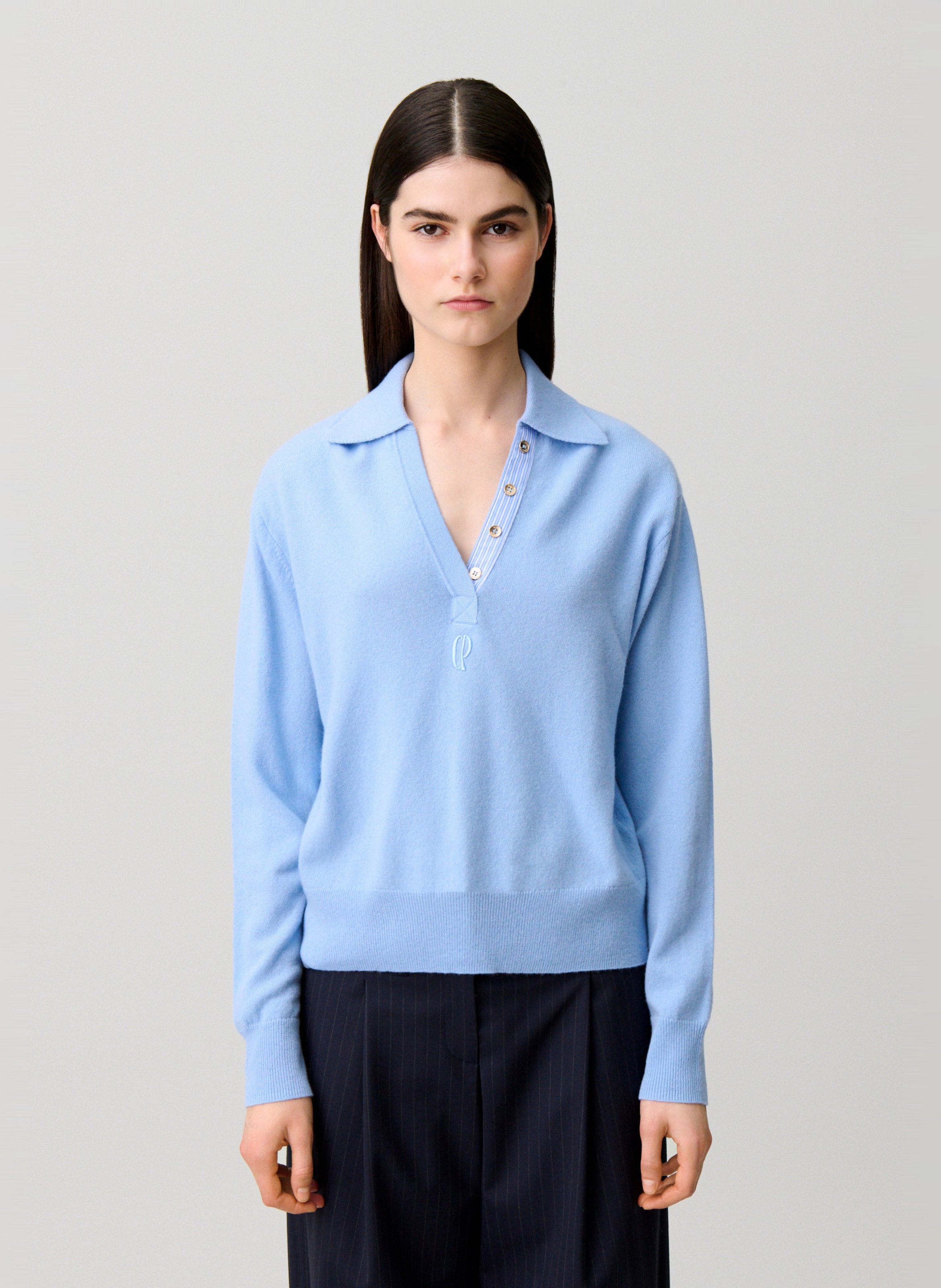 Rechte trui van wol en kasjmier CLAUDIE PIERLOT Blauw