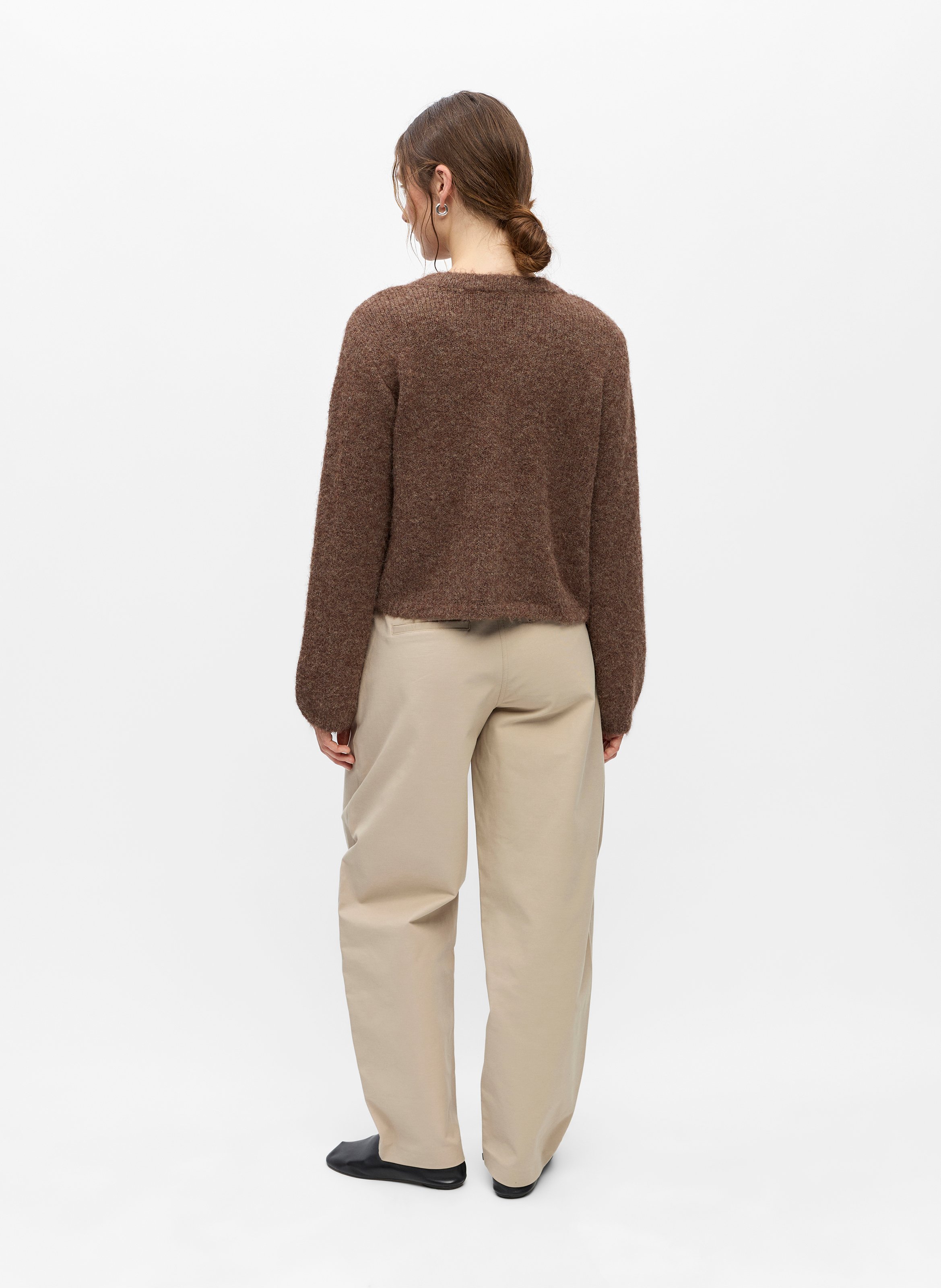 Round-neck cardigan OBJECT Brown
