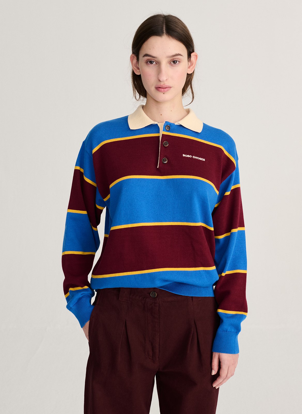 Polo ample manches longues rayé BOBO CHOSES Bleu