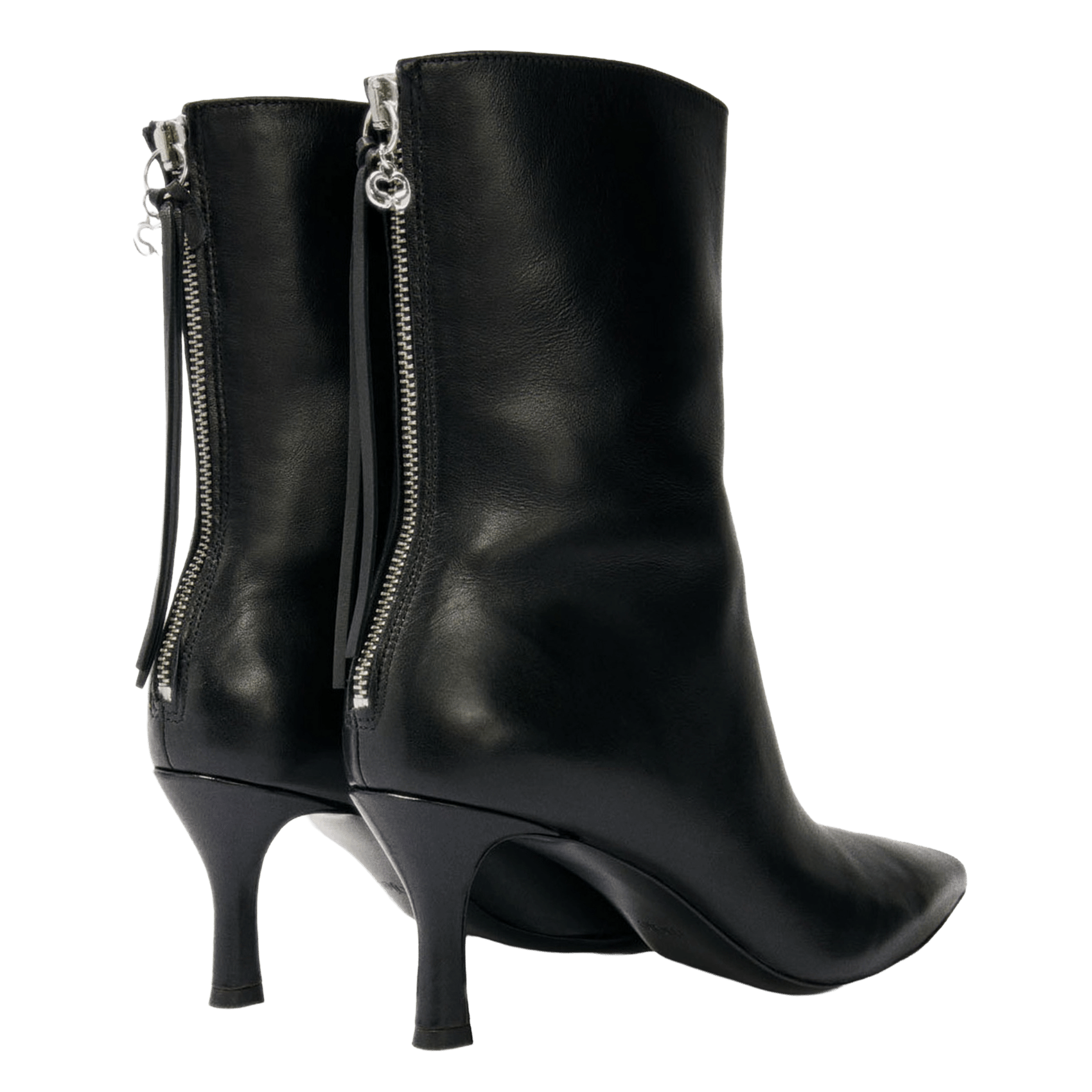 Bottines pointues en cuir MAJE Noir