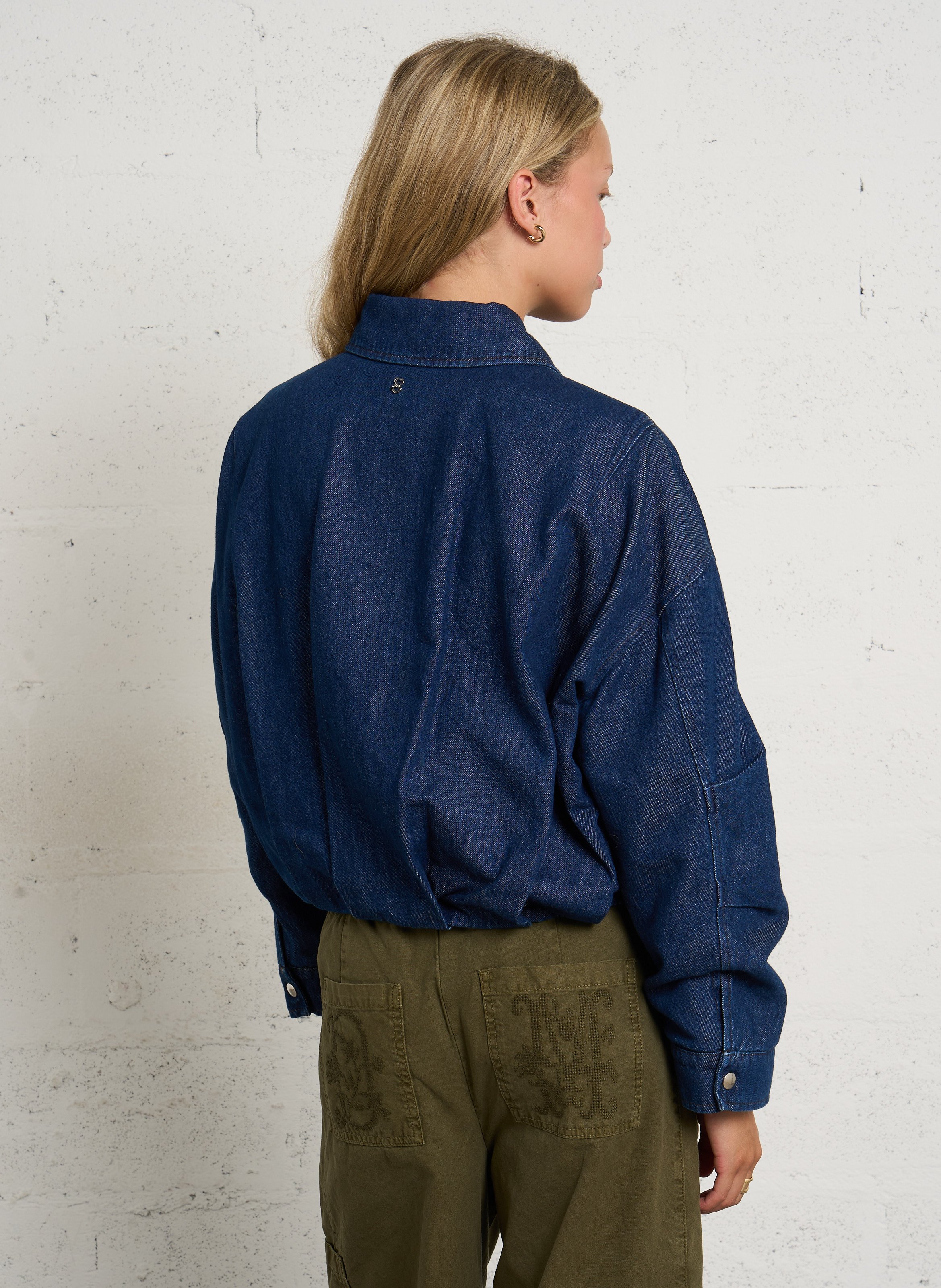 Kurze, weit geschnittene Jeansjacke PLEASE Blau