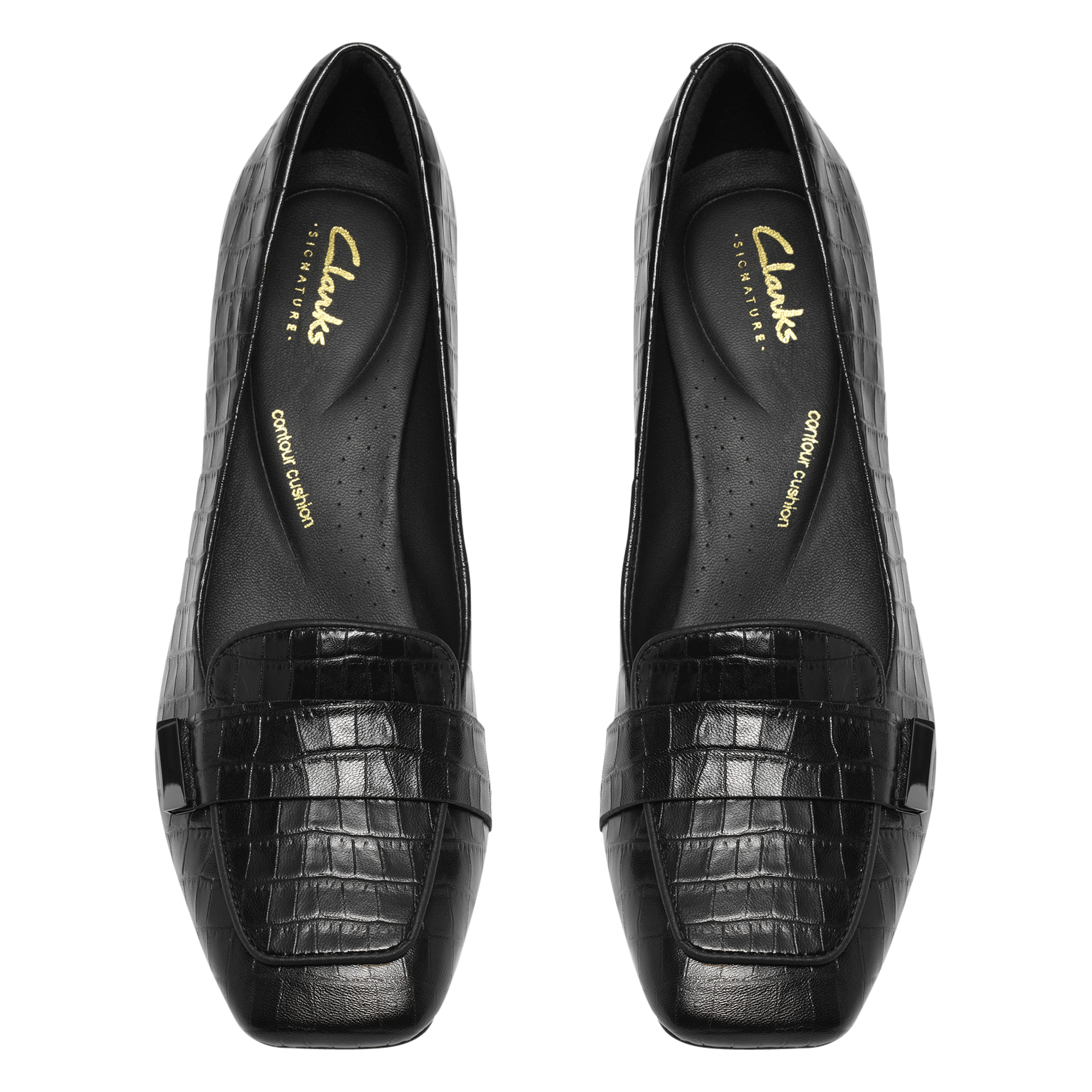 Mocassins à talons en cuir effet croco CLARKS Noir