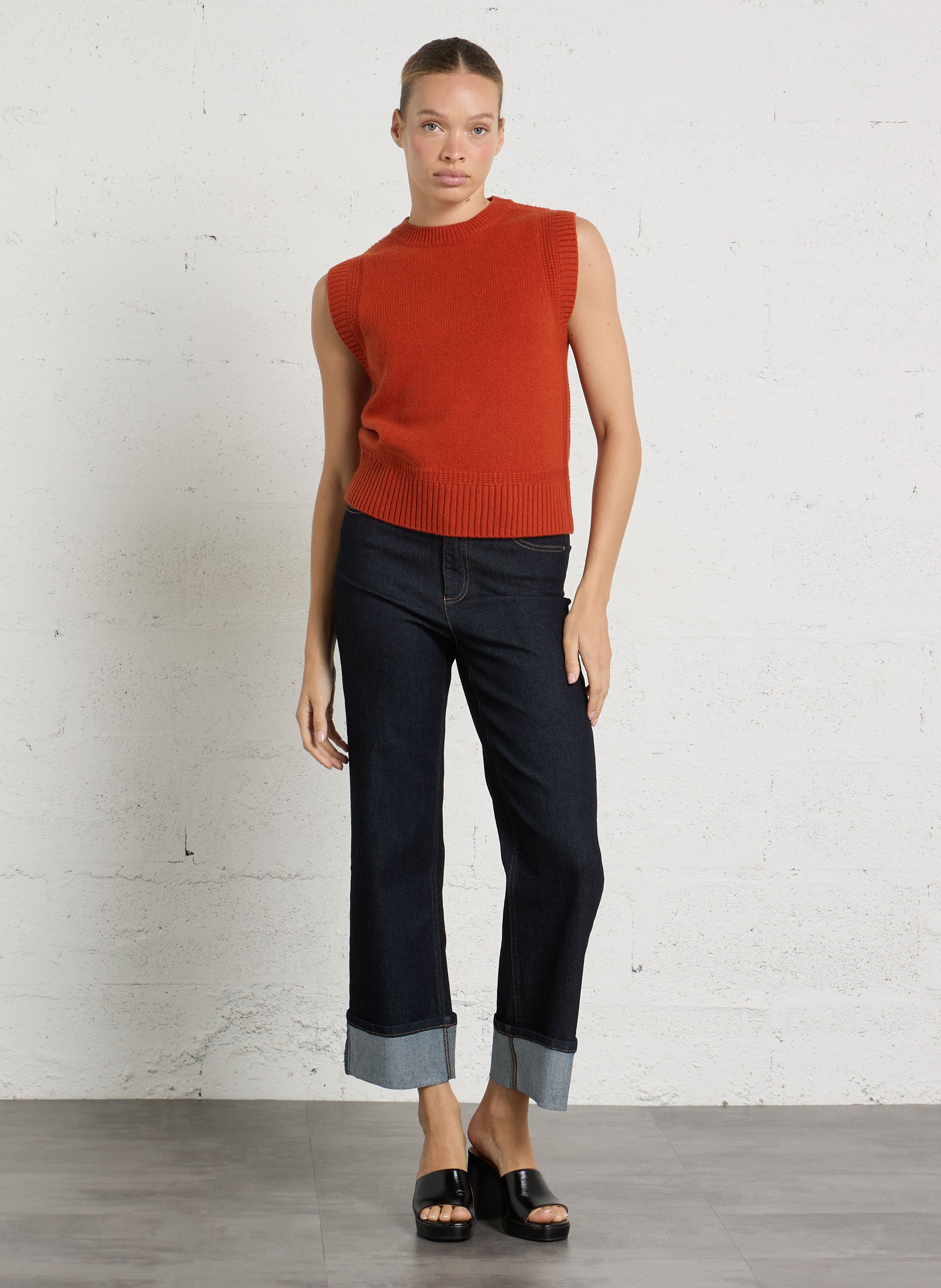 Pull col rond en laine MAISON 123 Orange