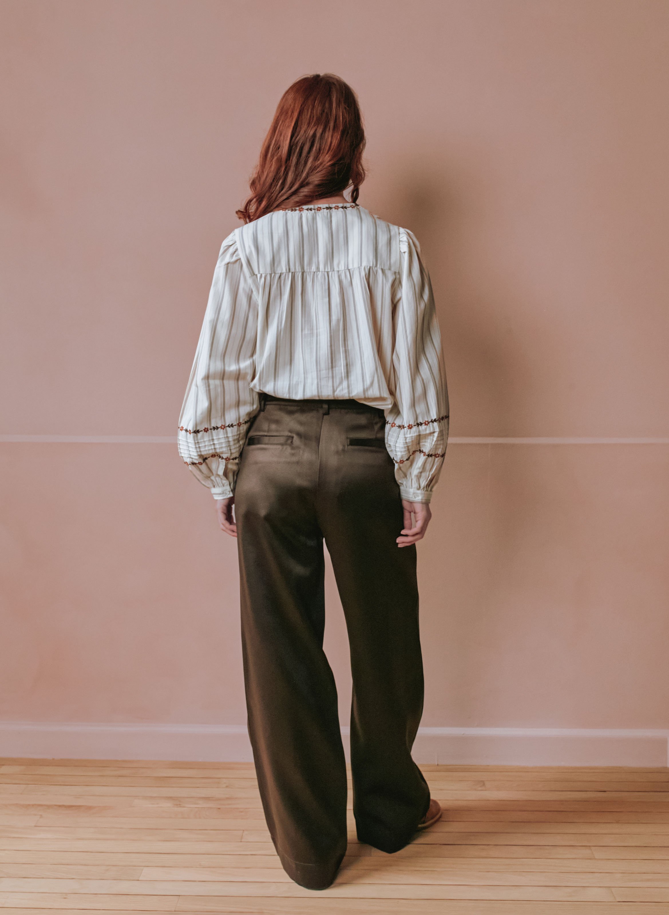 Baumwollbluse mit Rundhalskragen EMILE ET IDA Beige
