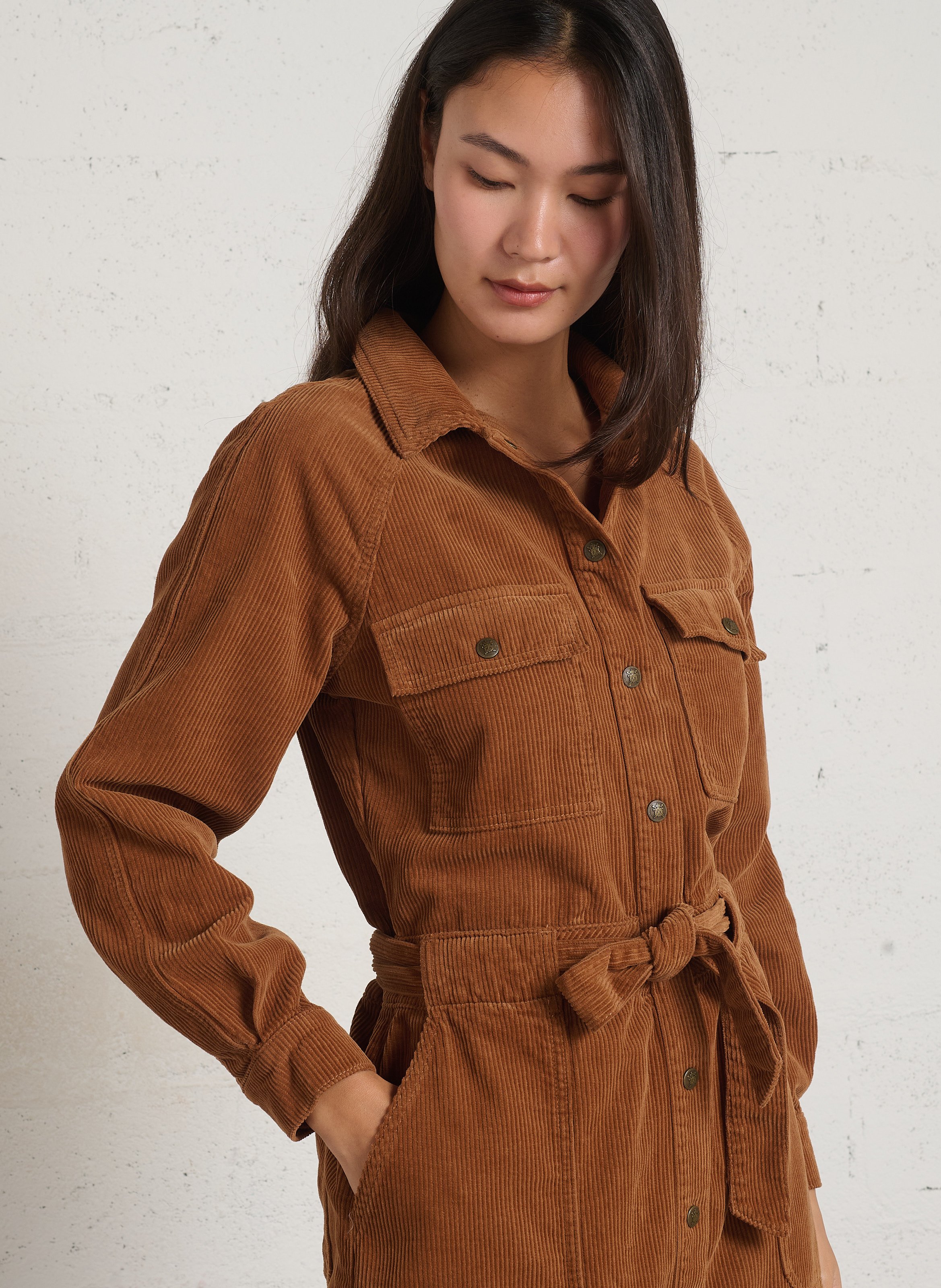 Fitted ribbed cotton dress MAISON 123 Beige