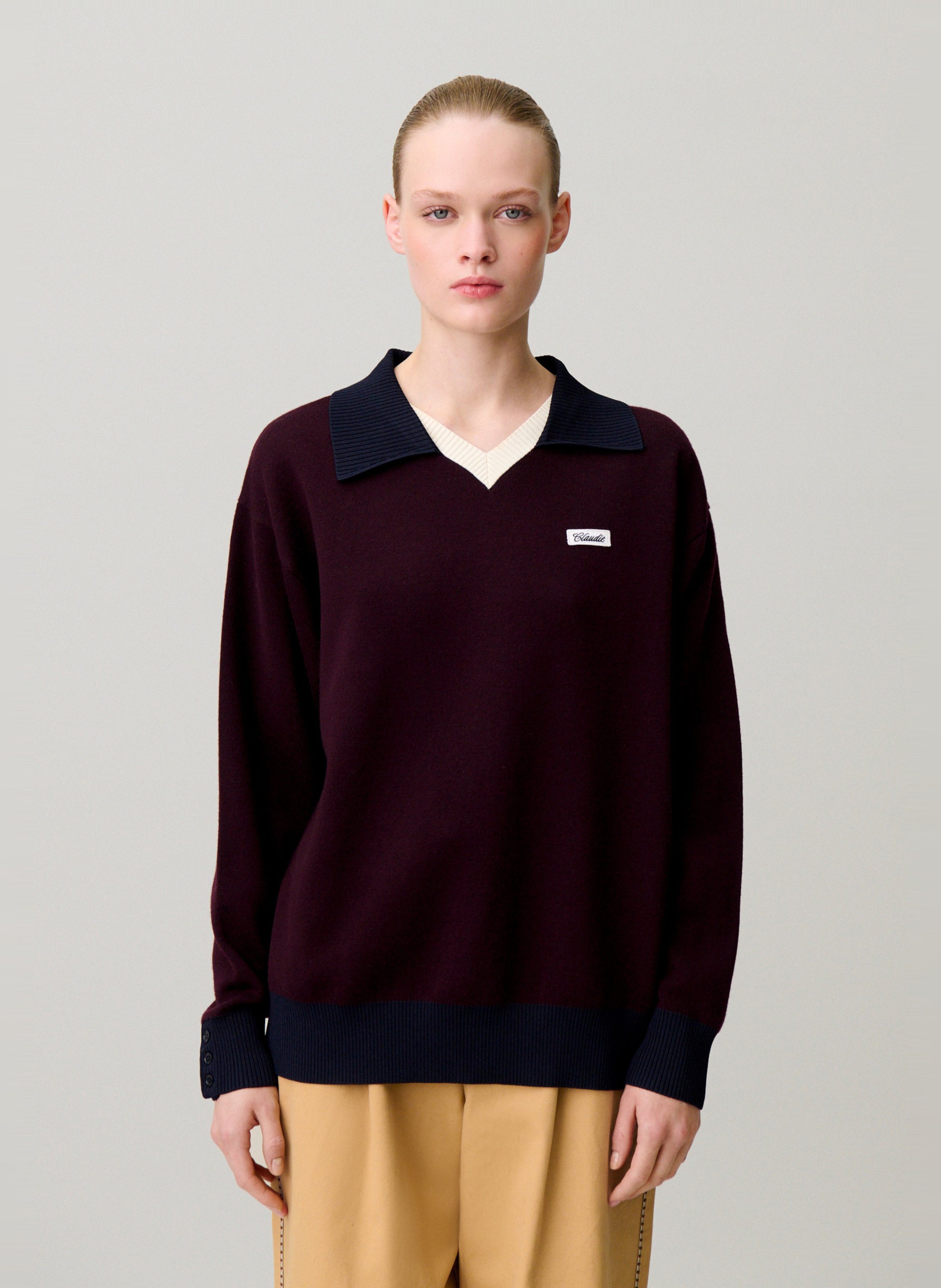 Pull col classique en laine mélangée CLAUDIE PIERLOT Multicolore