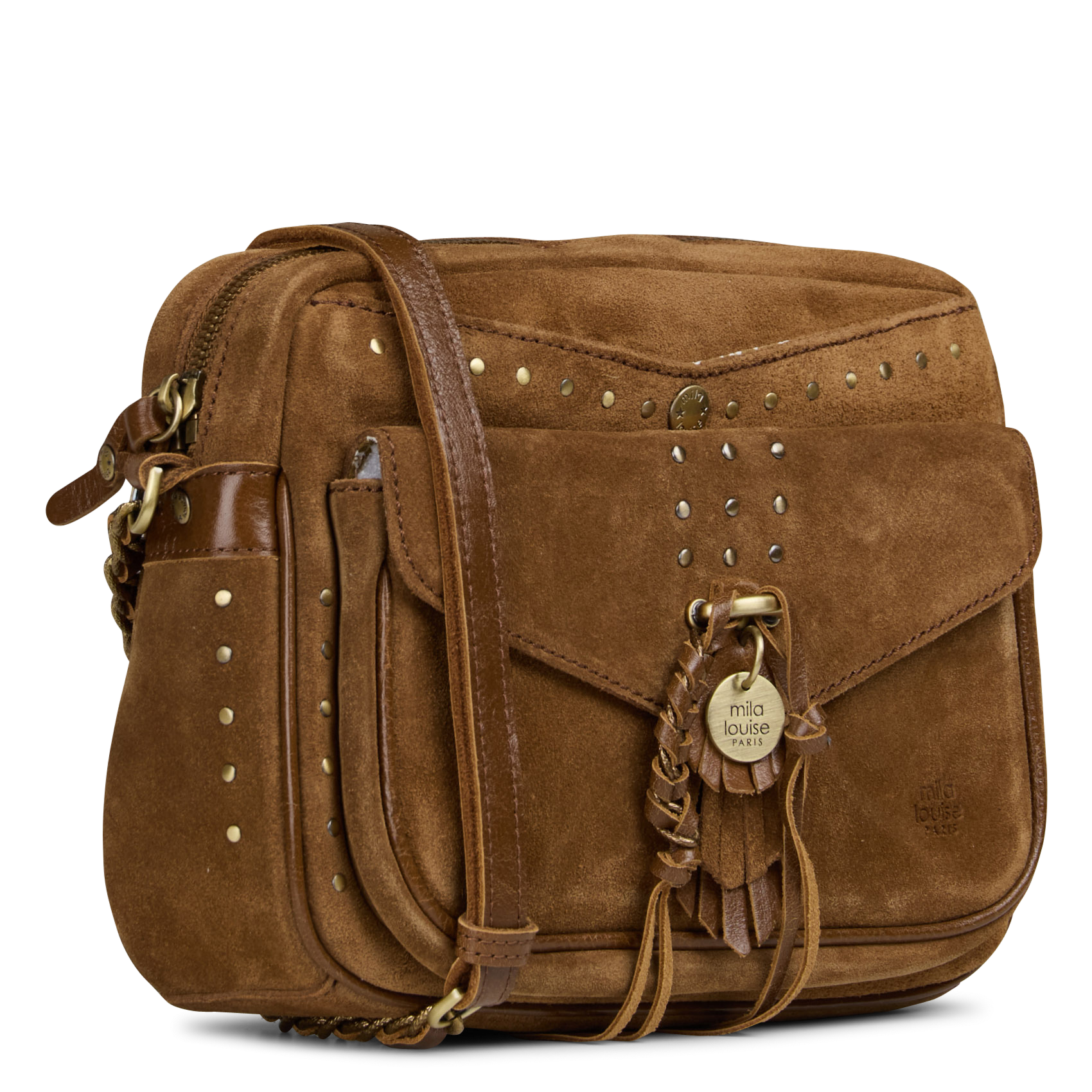 Leren schoudertas MILA LOUISE Beige