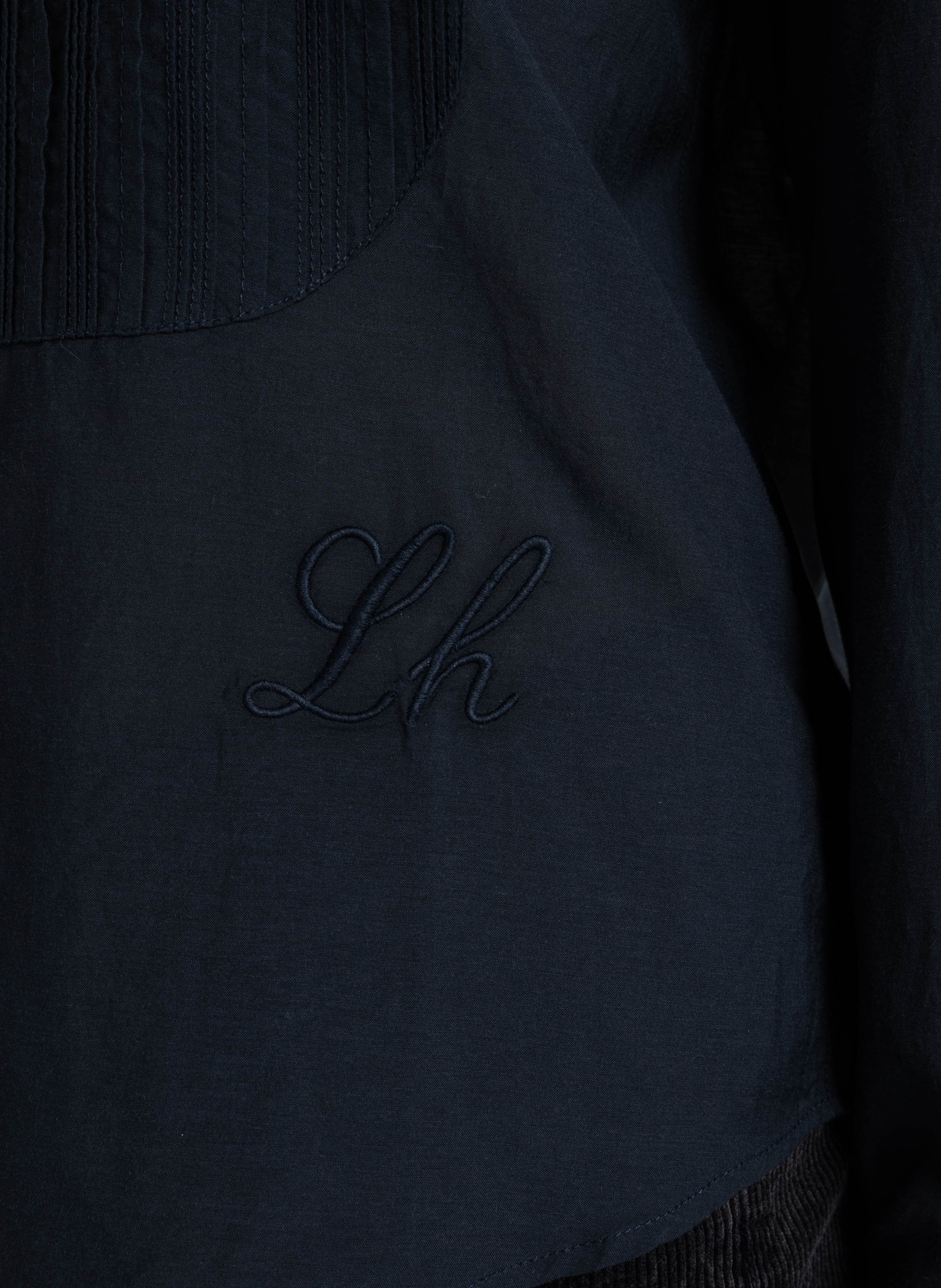 Blouse met plooien in effen katoenmix LEON & HARPER Zwart