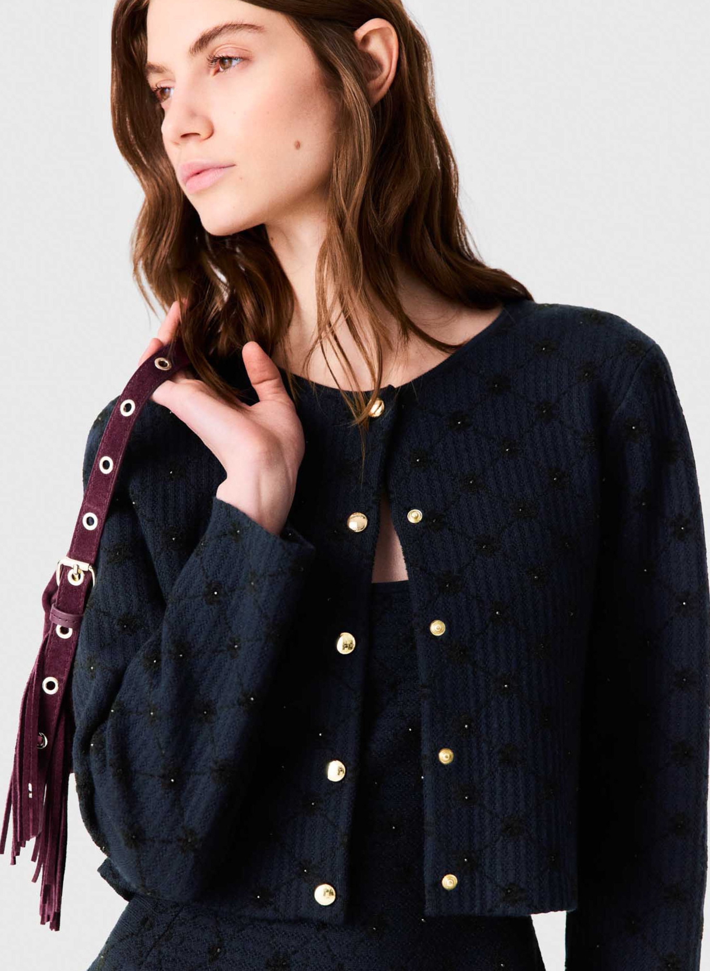 Straight round neck cardigan MAJE Blue