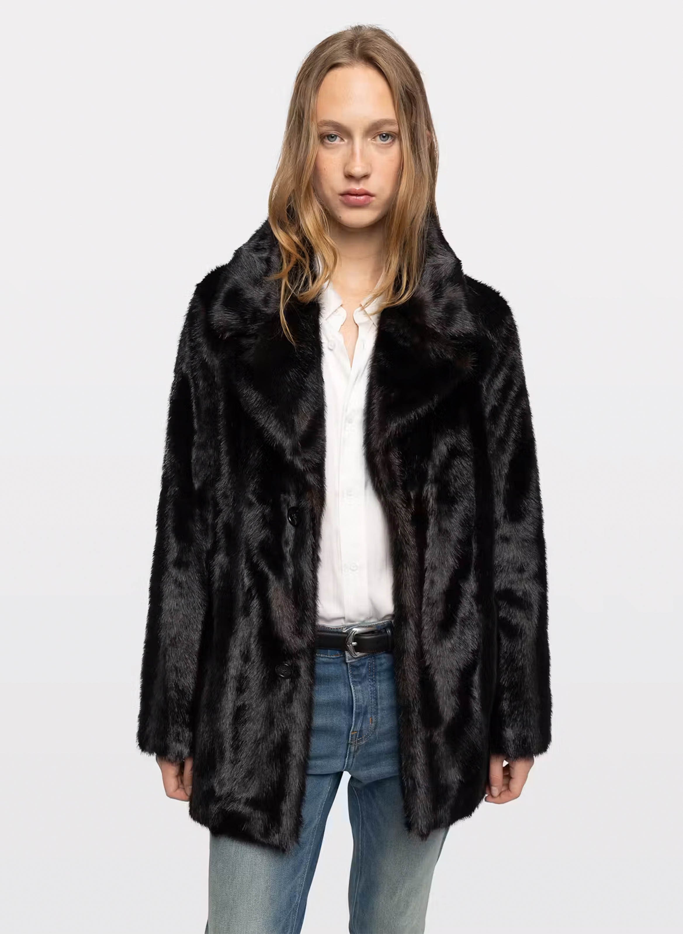 Mantel met reverskraag van bont ZADIG&VOLTAIRE Bruin