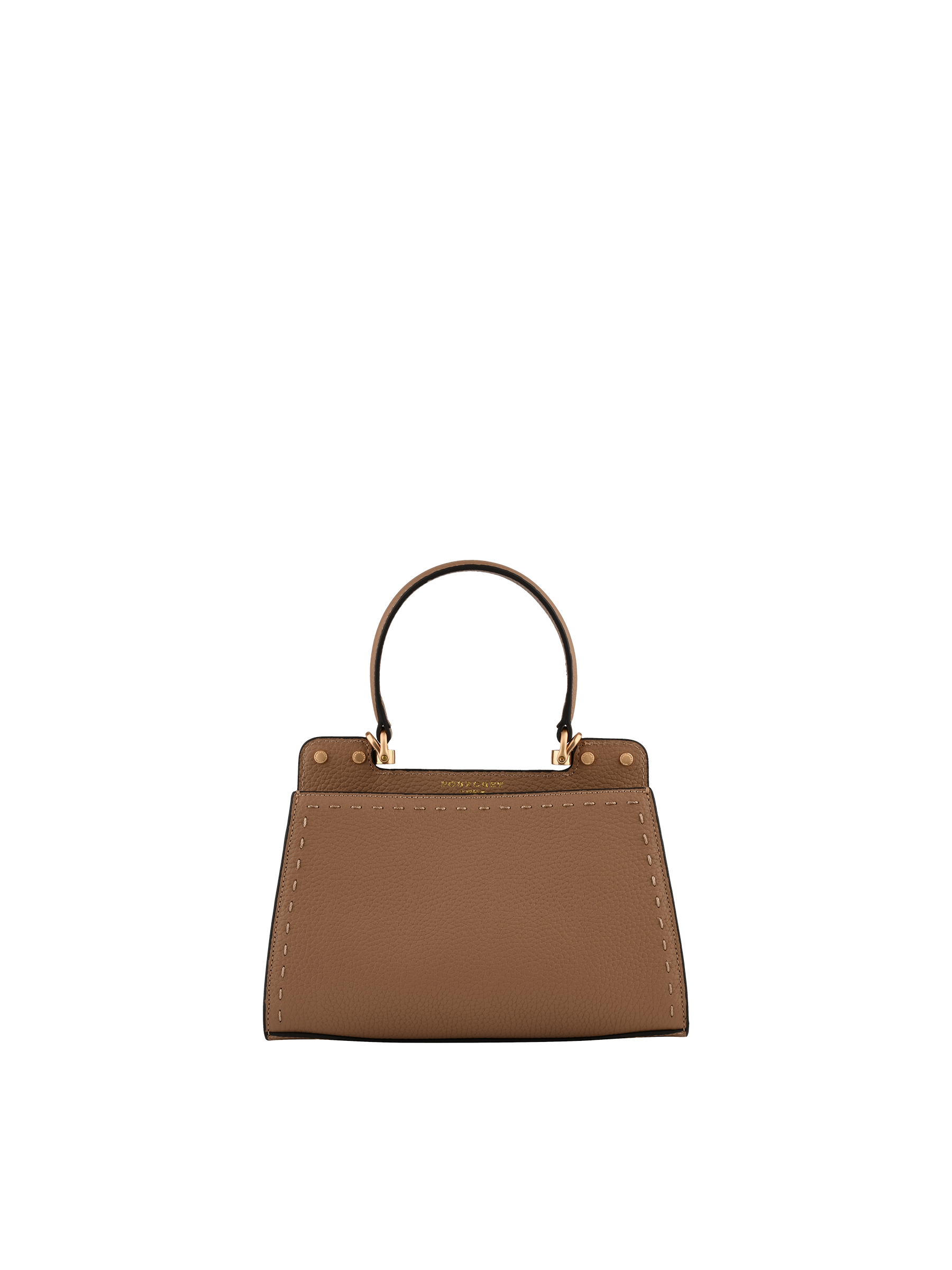 Cowhide leather handbag with a suede-effect finish POURCHET Grey