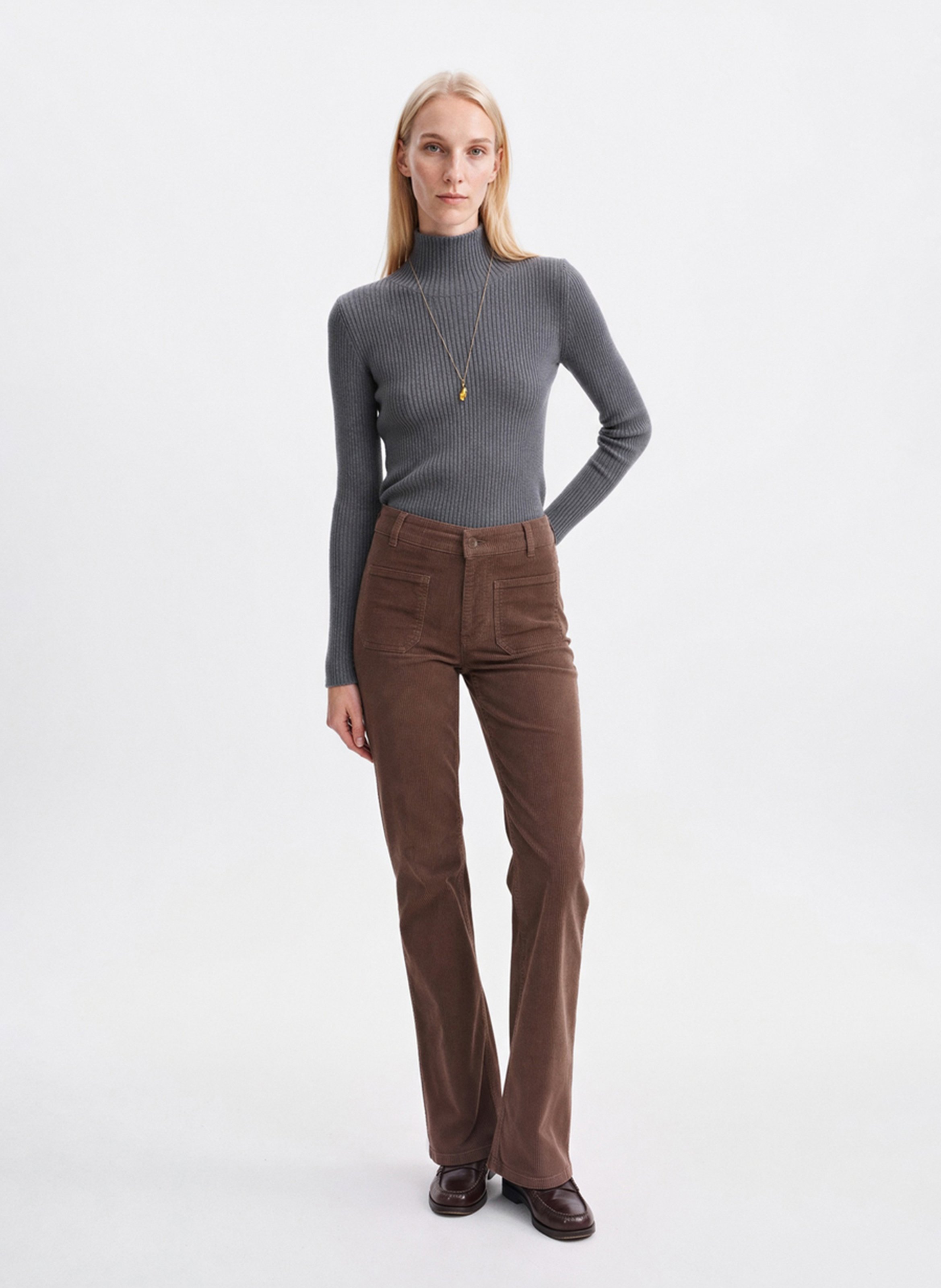 Rippstrick-Pullover mit Stehkragen VANESSA BRUNO Grau