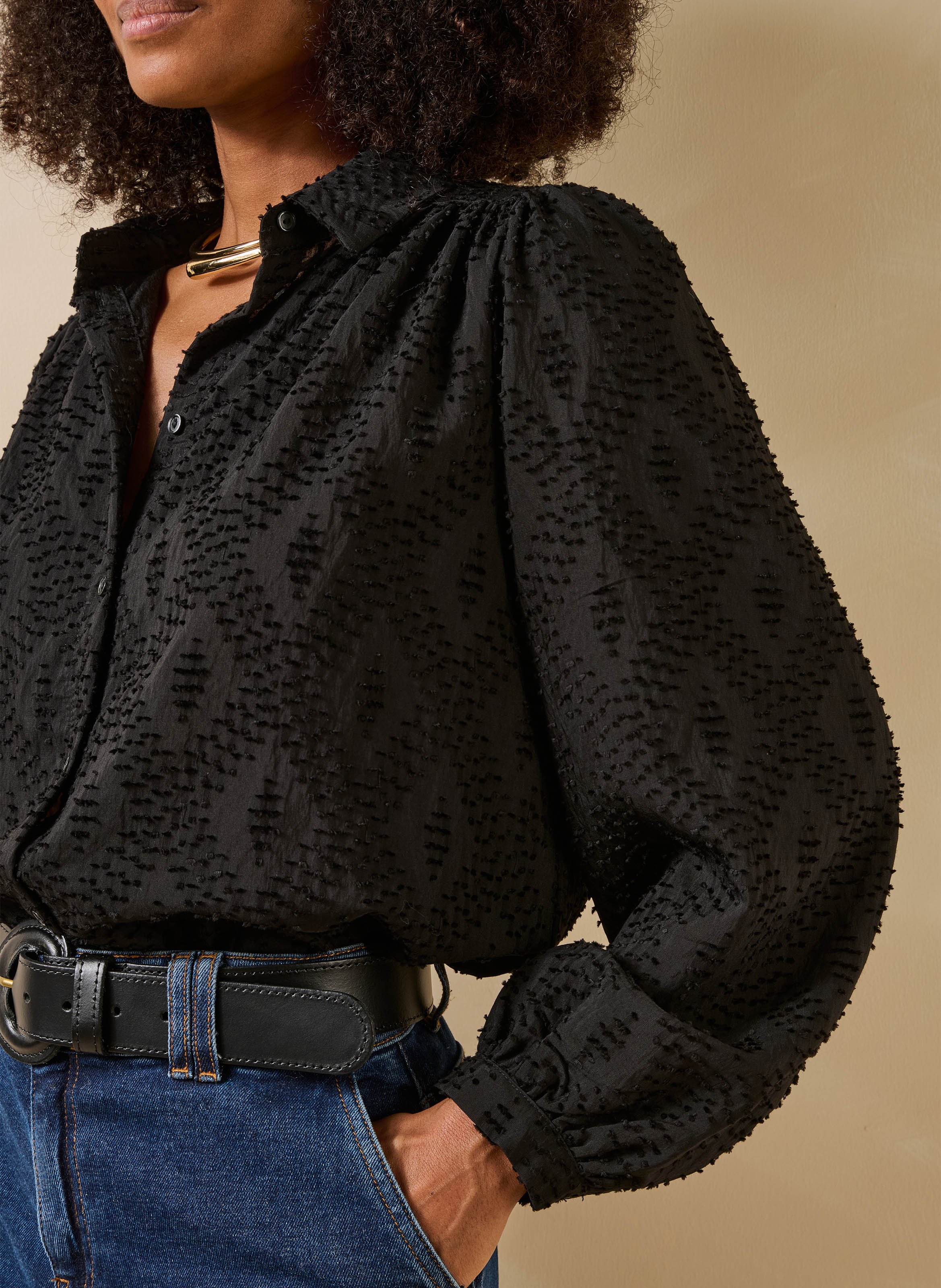 Straight long-sleeved shirt LA FEE MARABOUTEE Black