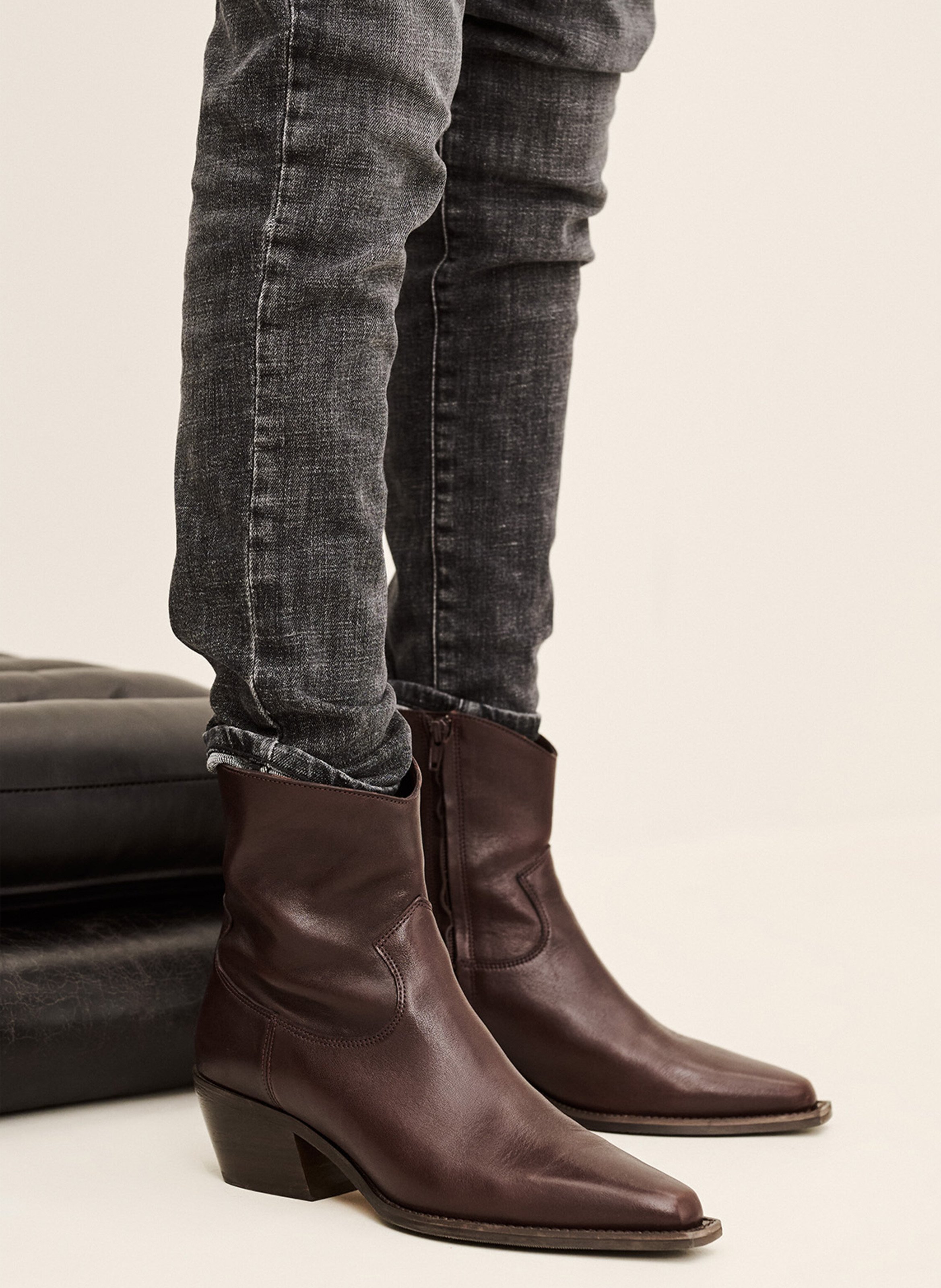Leather mid-calf boots with pointed toe BA&SH Plums