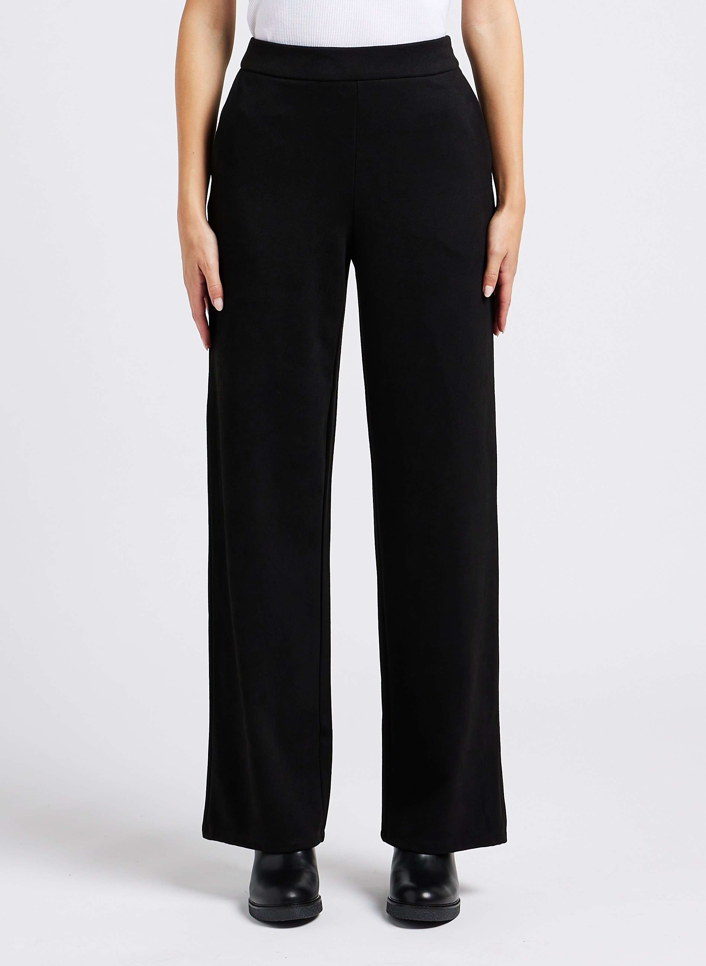 Pantalon noir large taille haute femme sale