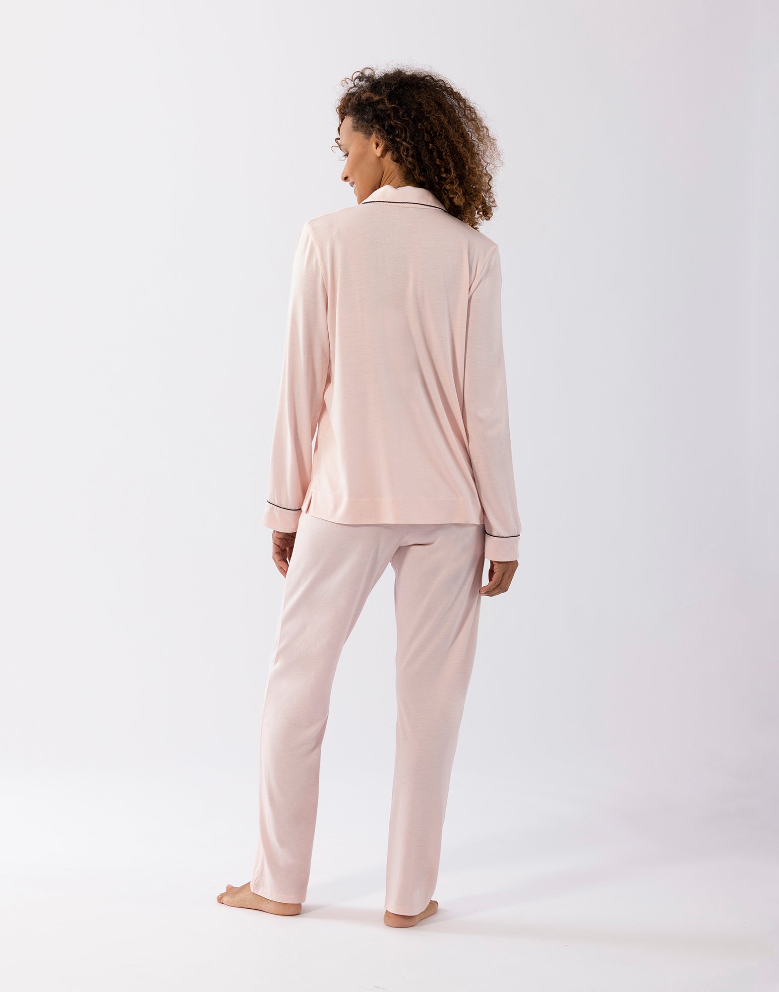Buttoned cotton modal pajamas Pink