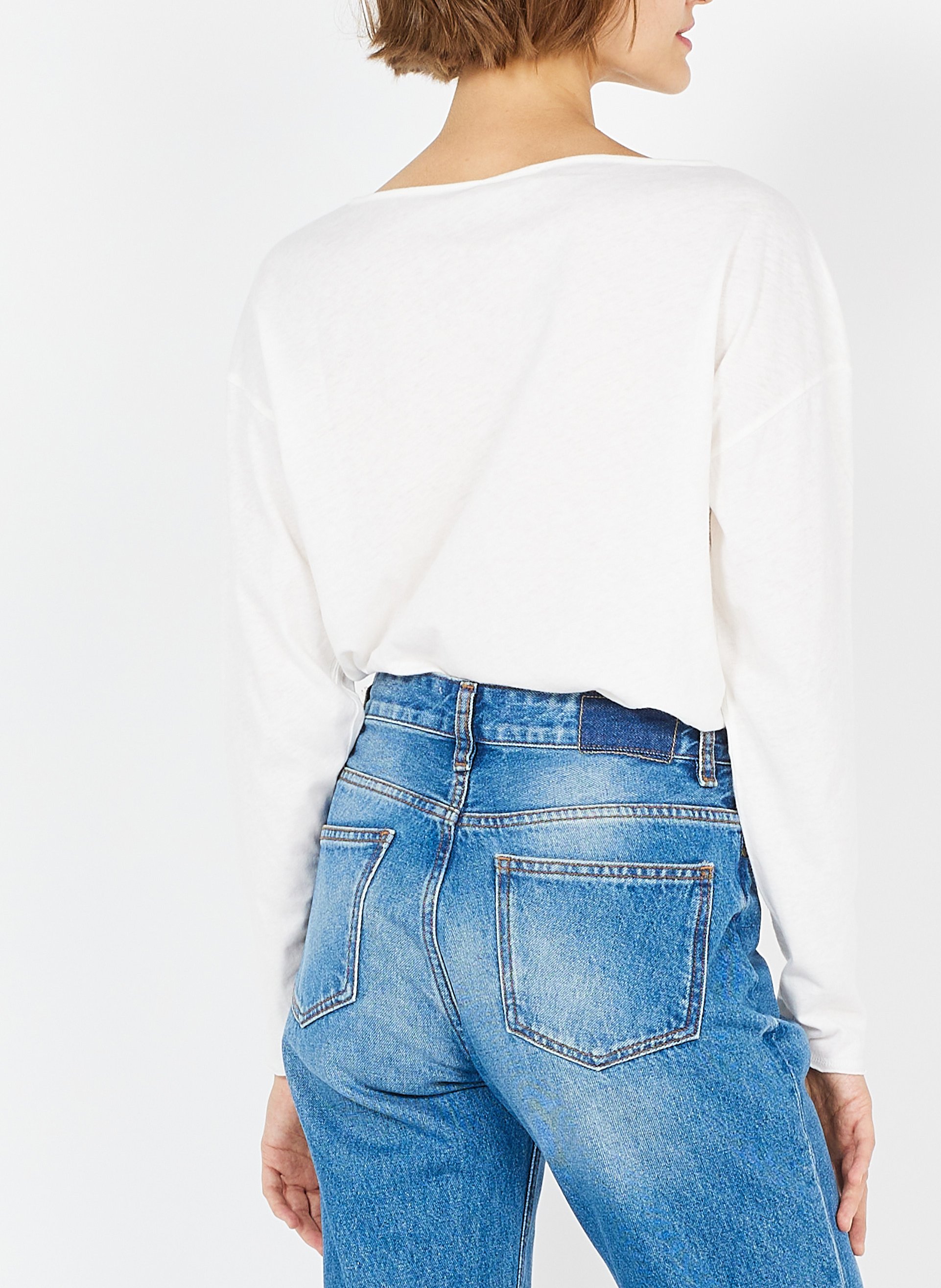 Loose-fit boat-neck cotton T-shirt AMERICAN VINTAGE White