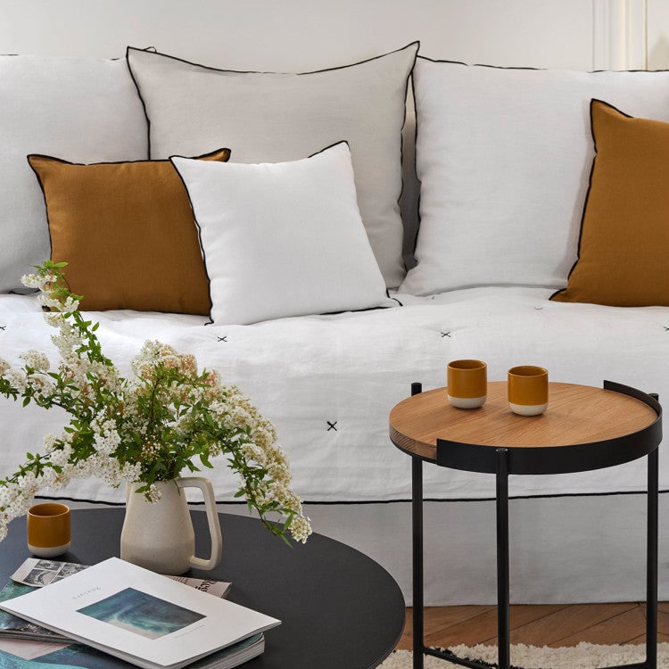 CARLINA - Quilted linen bedspread MADURA White