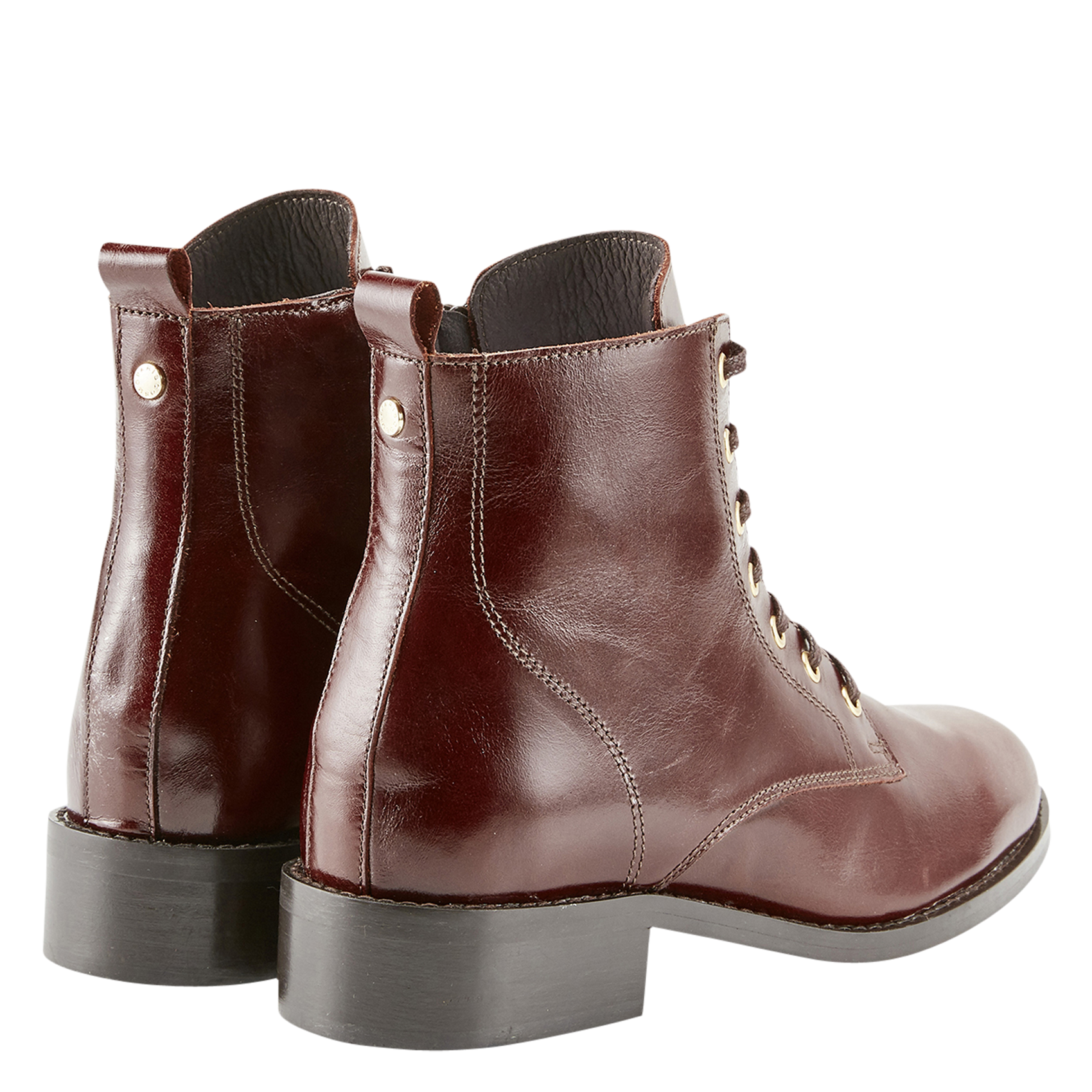 Flat patent leather ankle boots COSMOPARIS Brown
