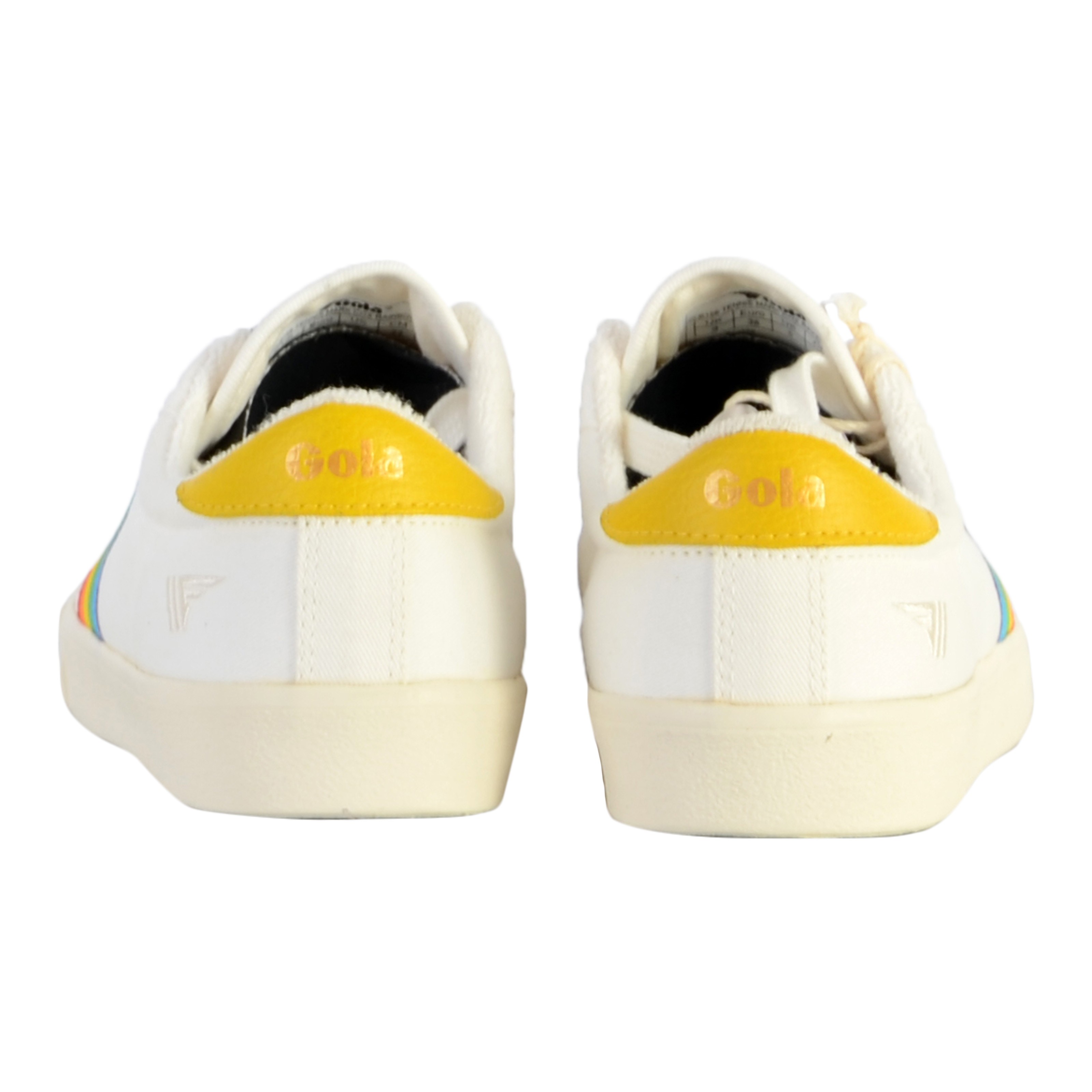Rainbow leather sneakers by Mark Cox. GOLA White