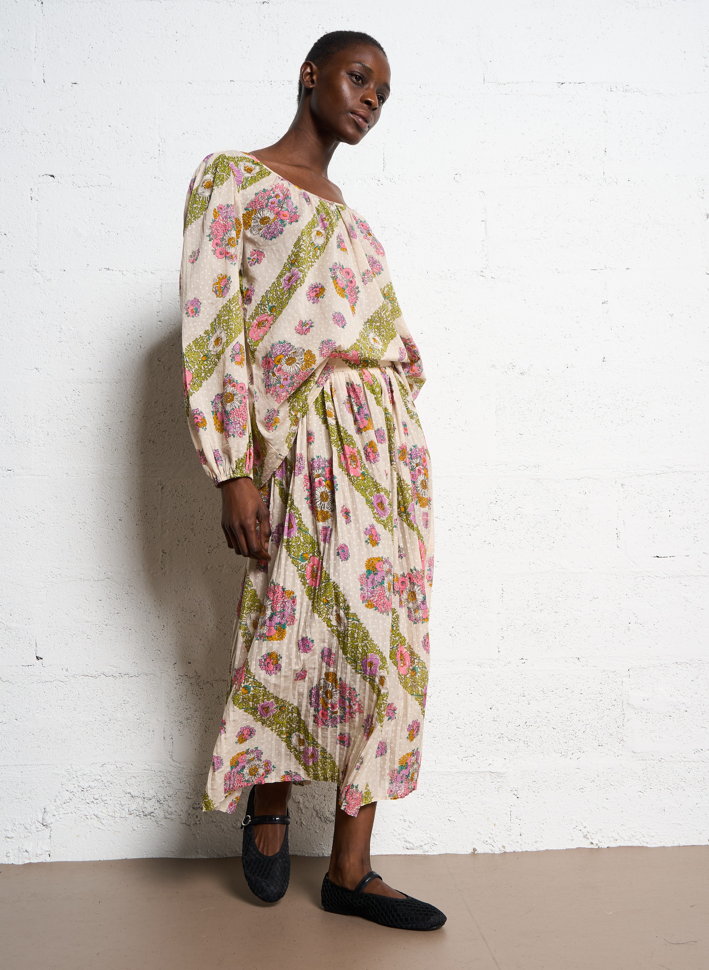 Cotton boat-neck blouse ANTIK BATIK Mehrfarbig