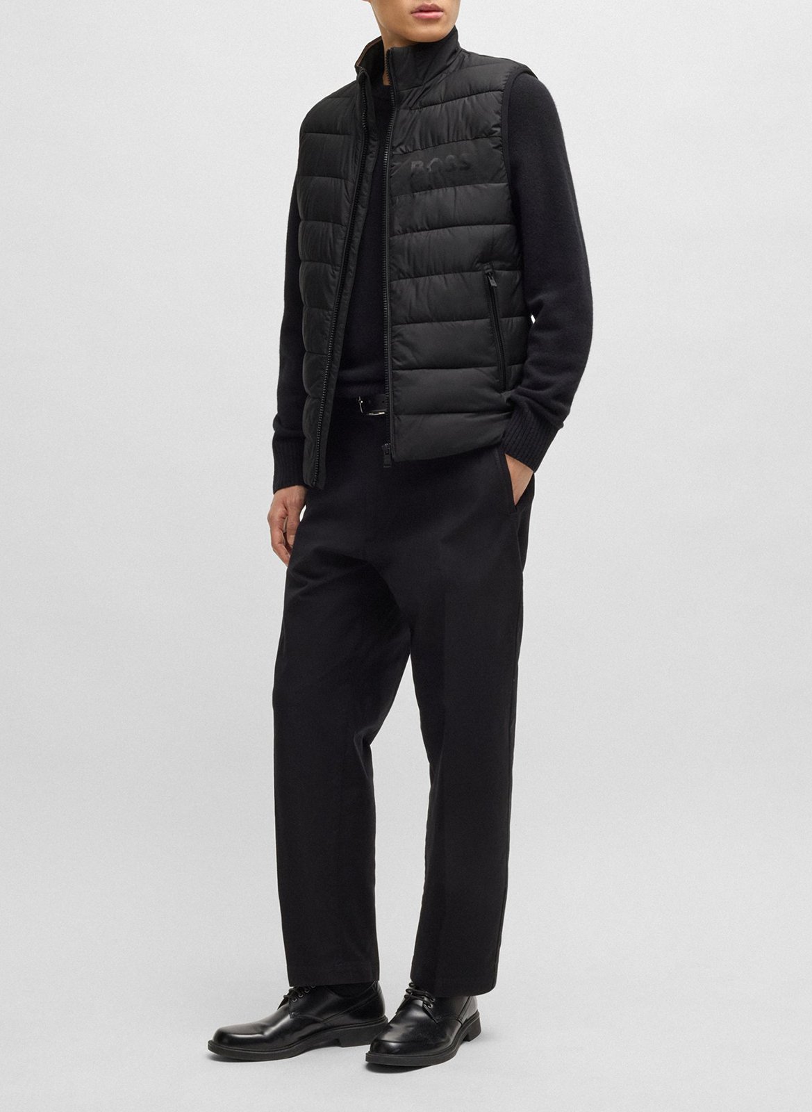 Straight sleeveless down jacket BOSS Black
