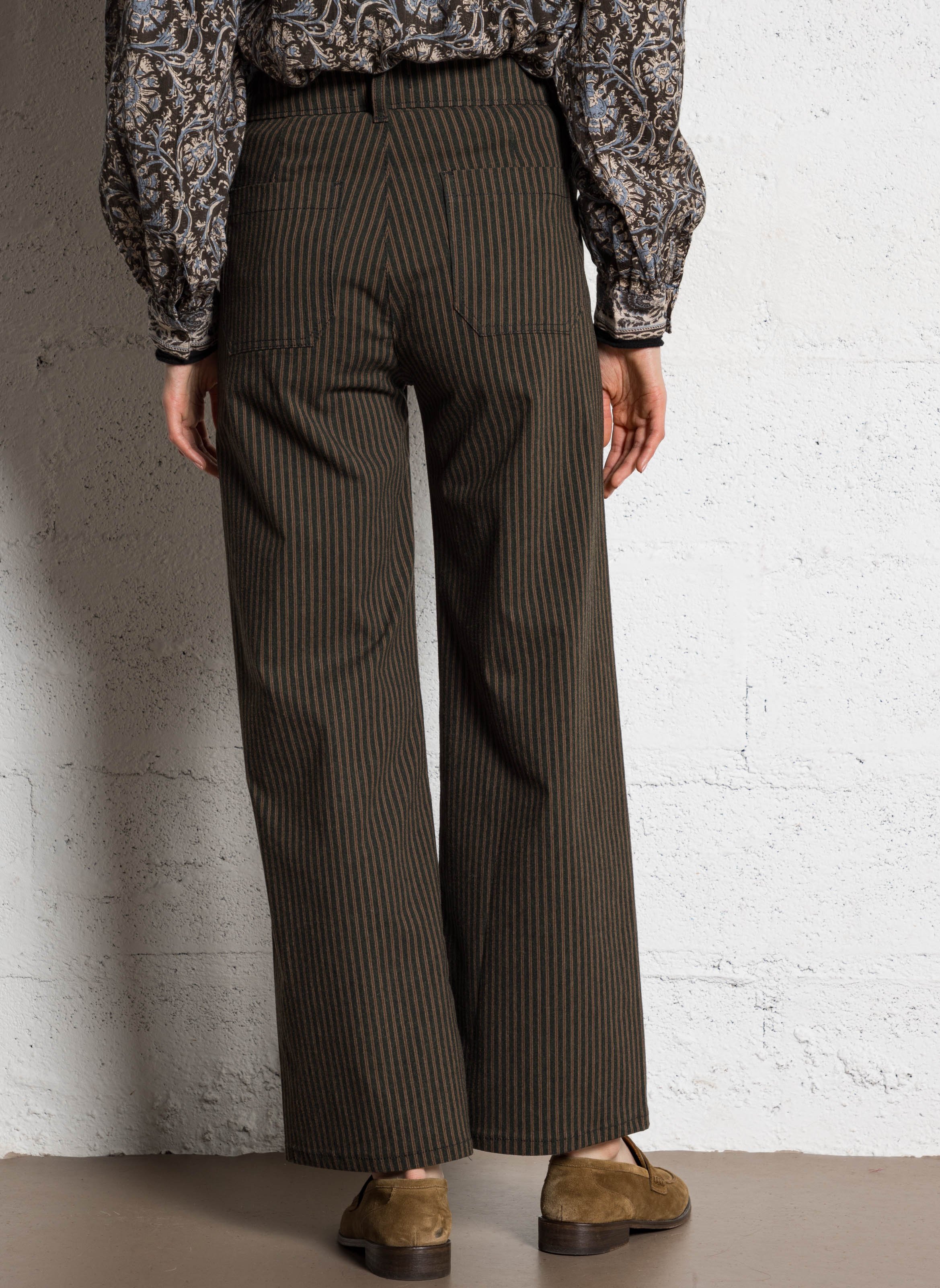 Striped wide-leg pants MAISON HOTEL Brown