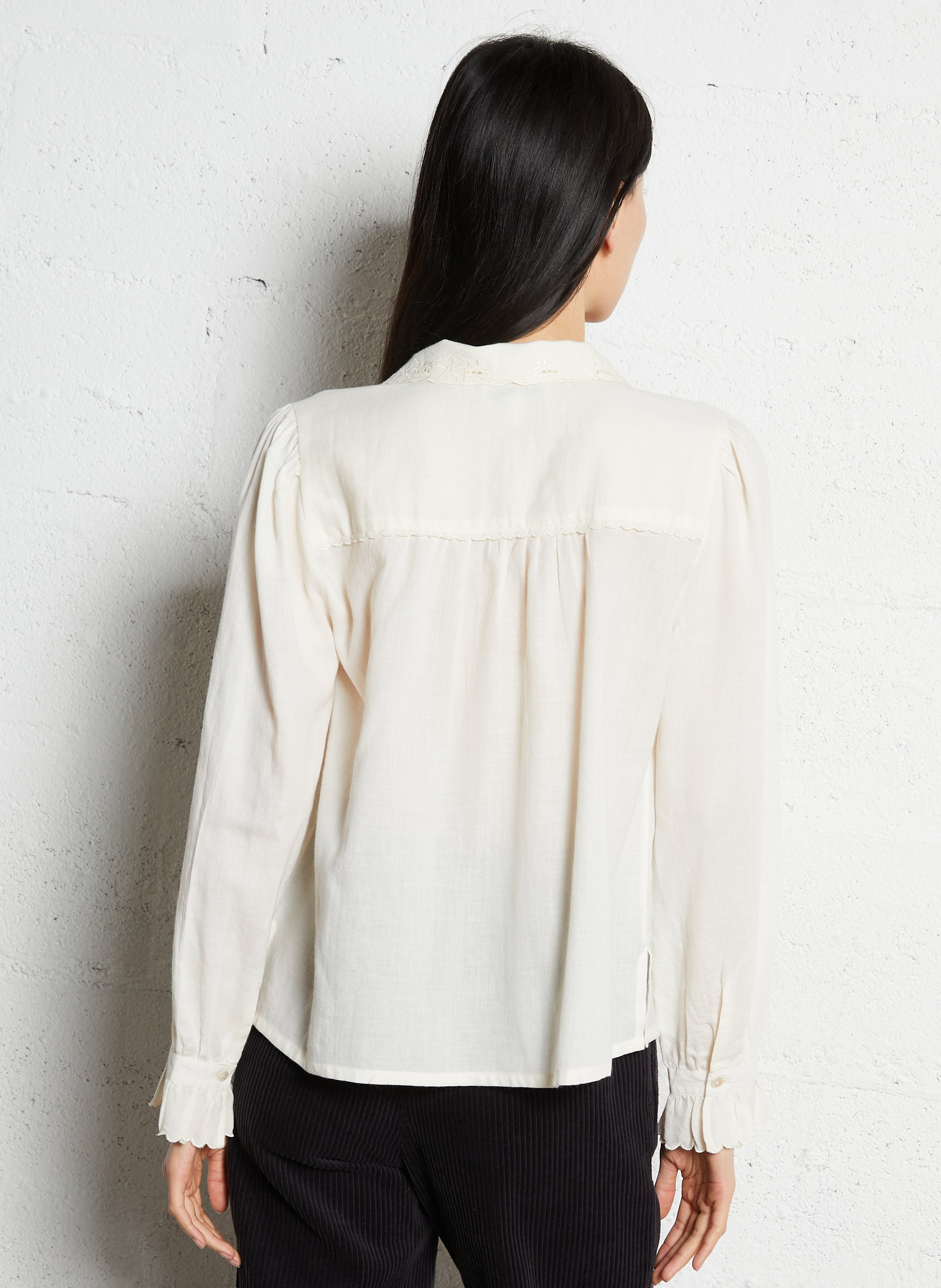 Bluse mit Reverskragen aus Baumwolle EMILE ET IDA Beige