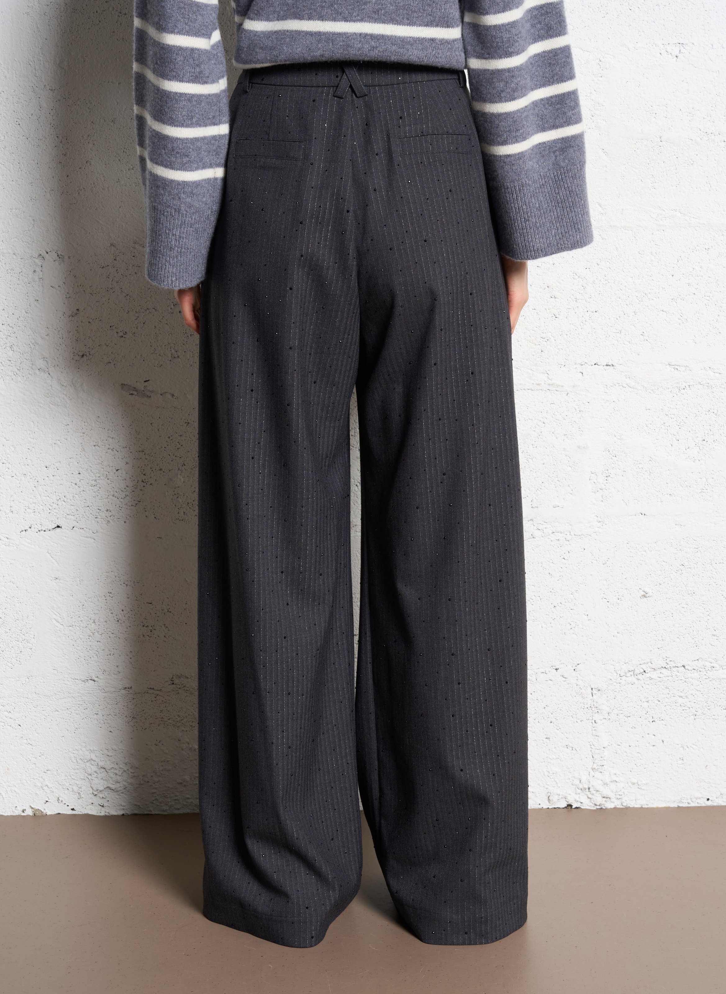 Pantalon large à rayures SUNCOO Gris