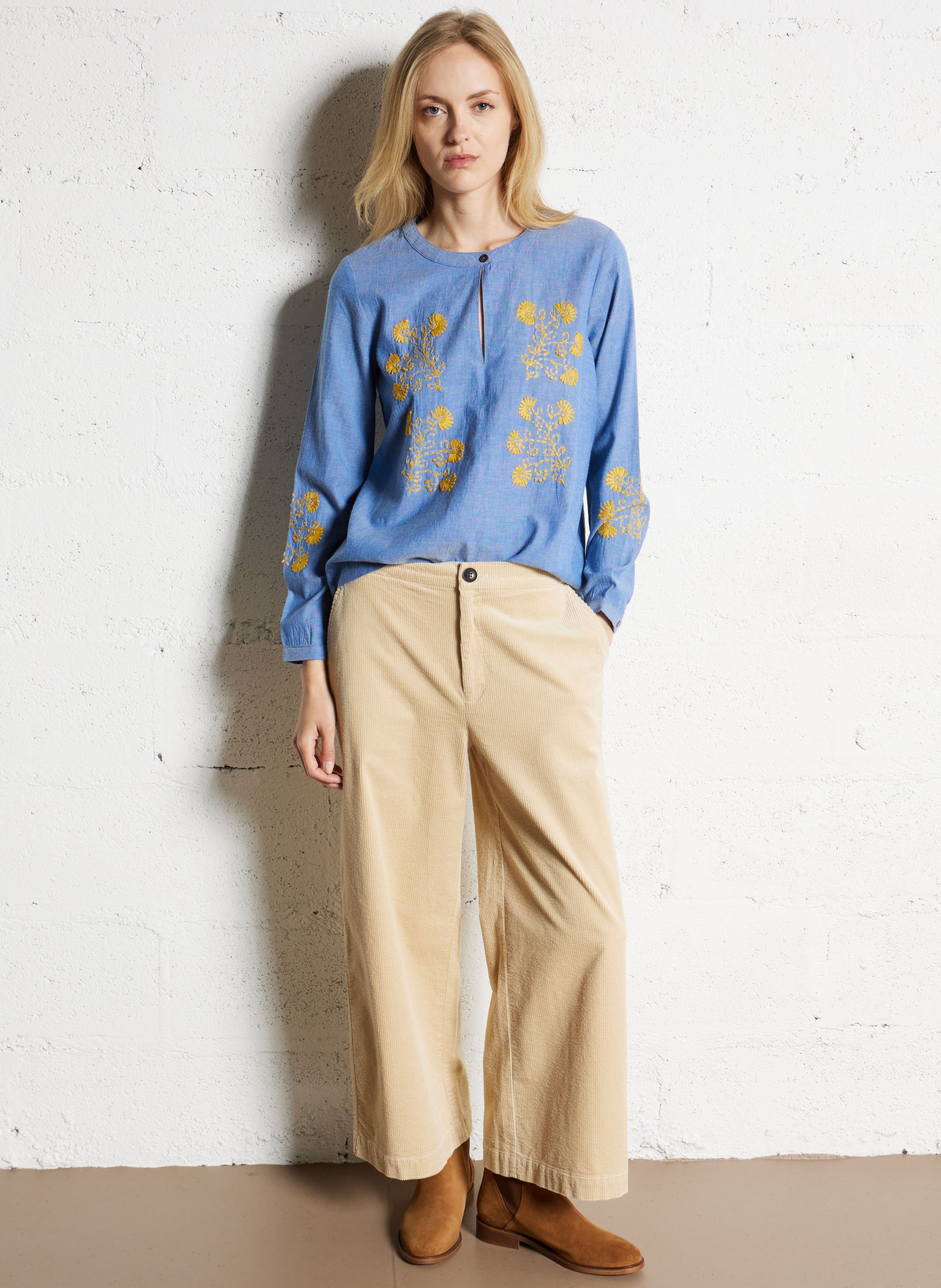 Straight cotton blouse Blue