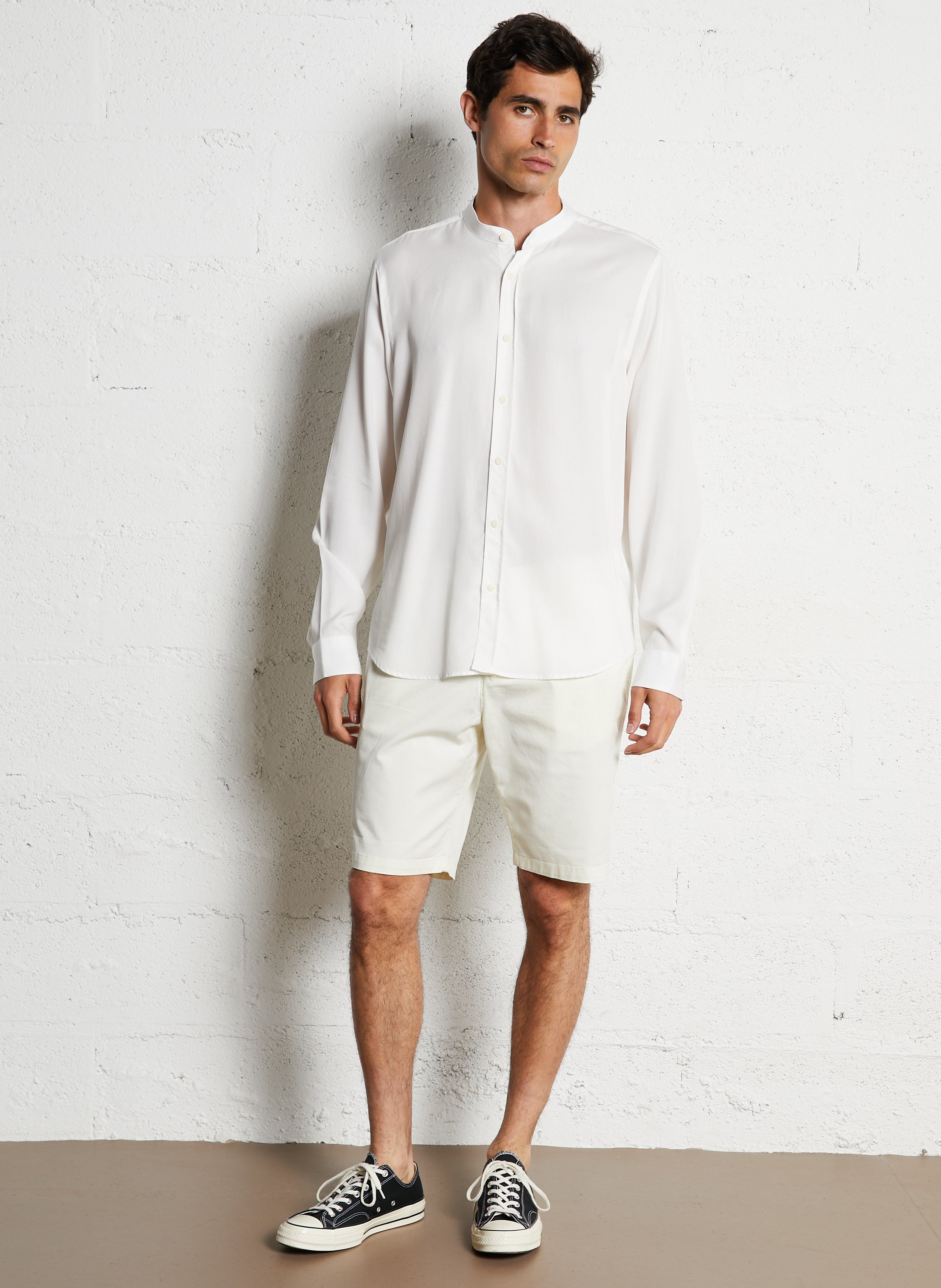 Straight-leg cotton-blend Bermuda shorts IKKS White