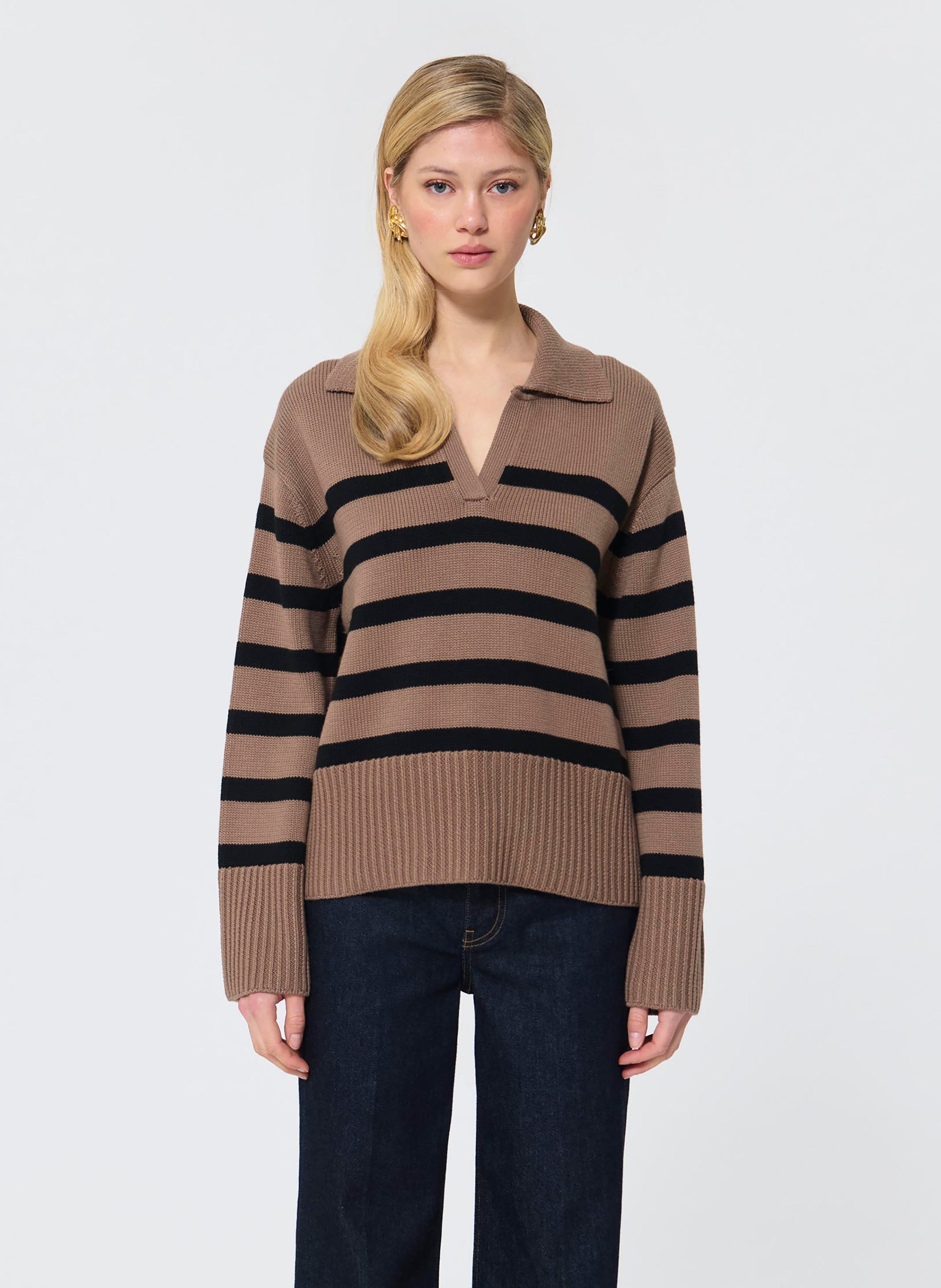 Pull col V  TARA JARMON Beige