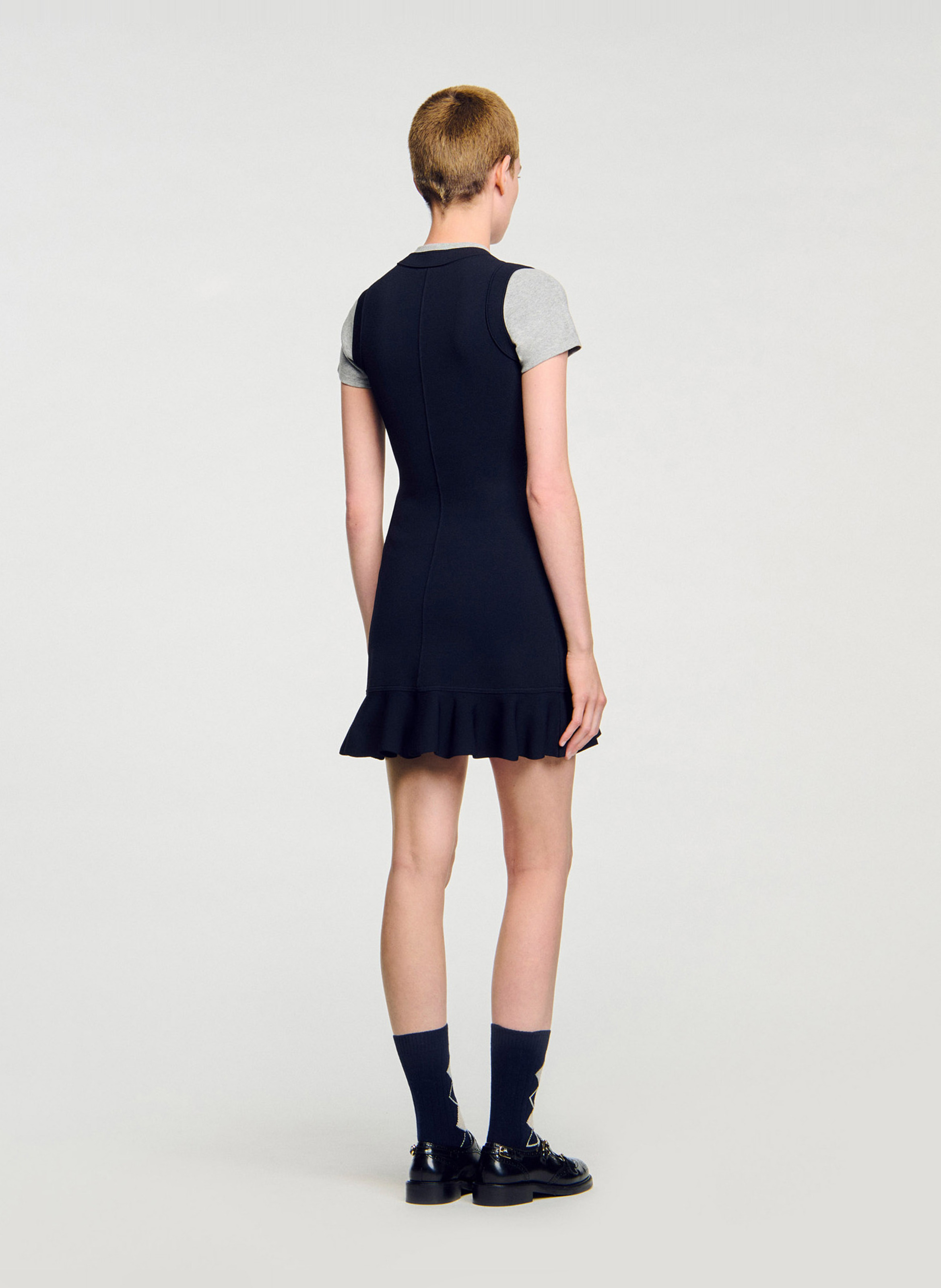 Round-neck knit midi dress SANDRO Blue