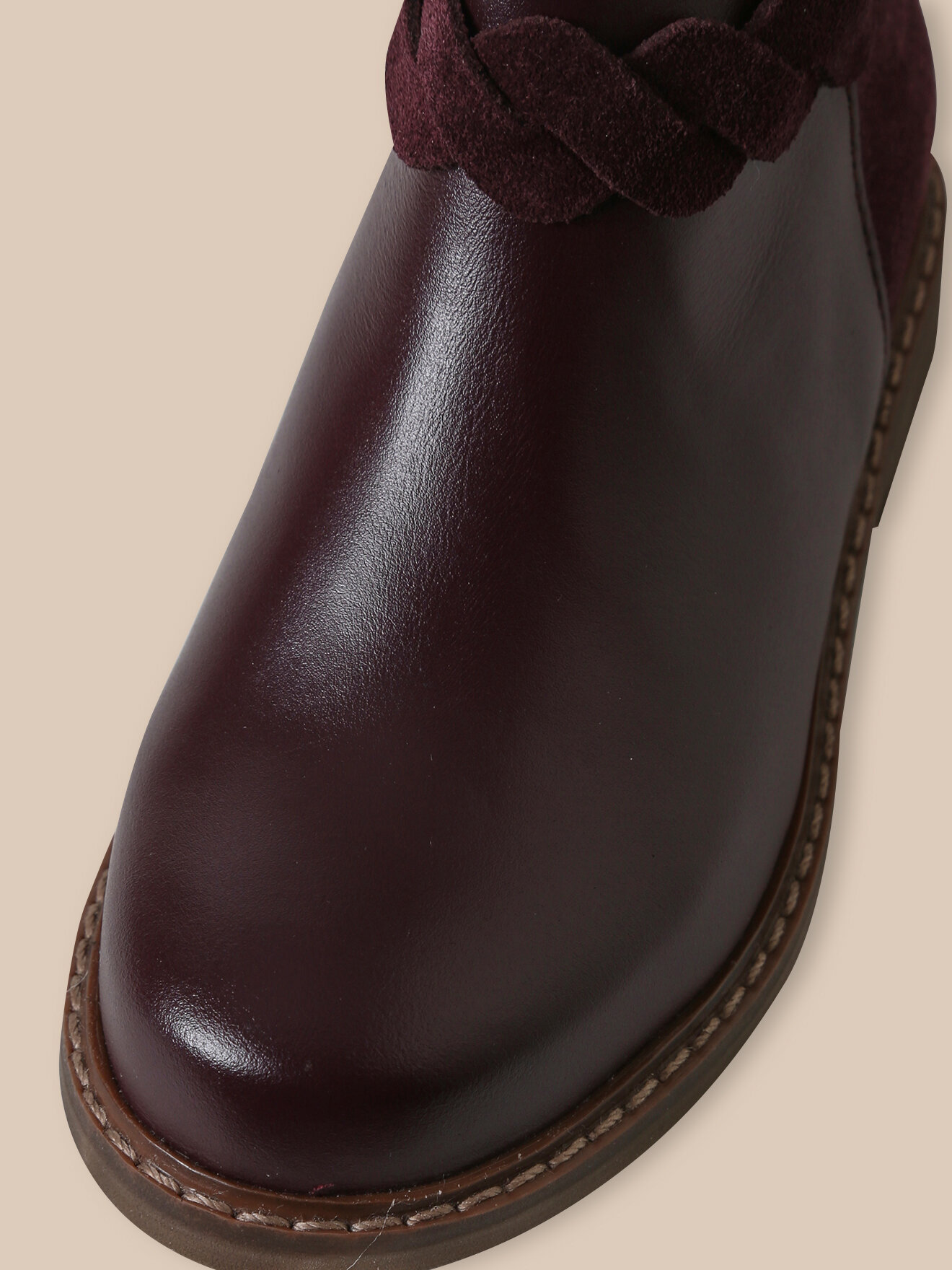 Braided leather boots CYRILLUS Red