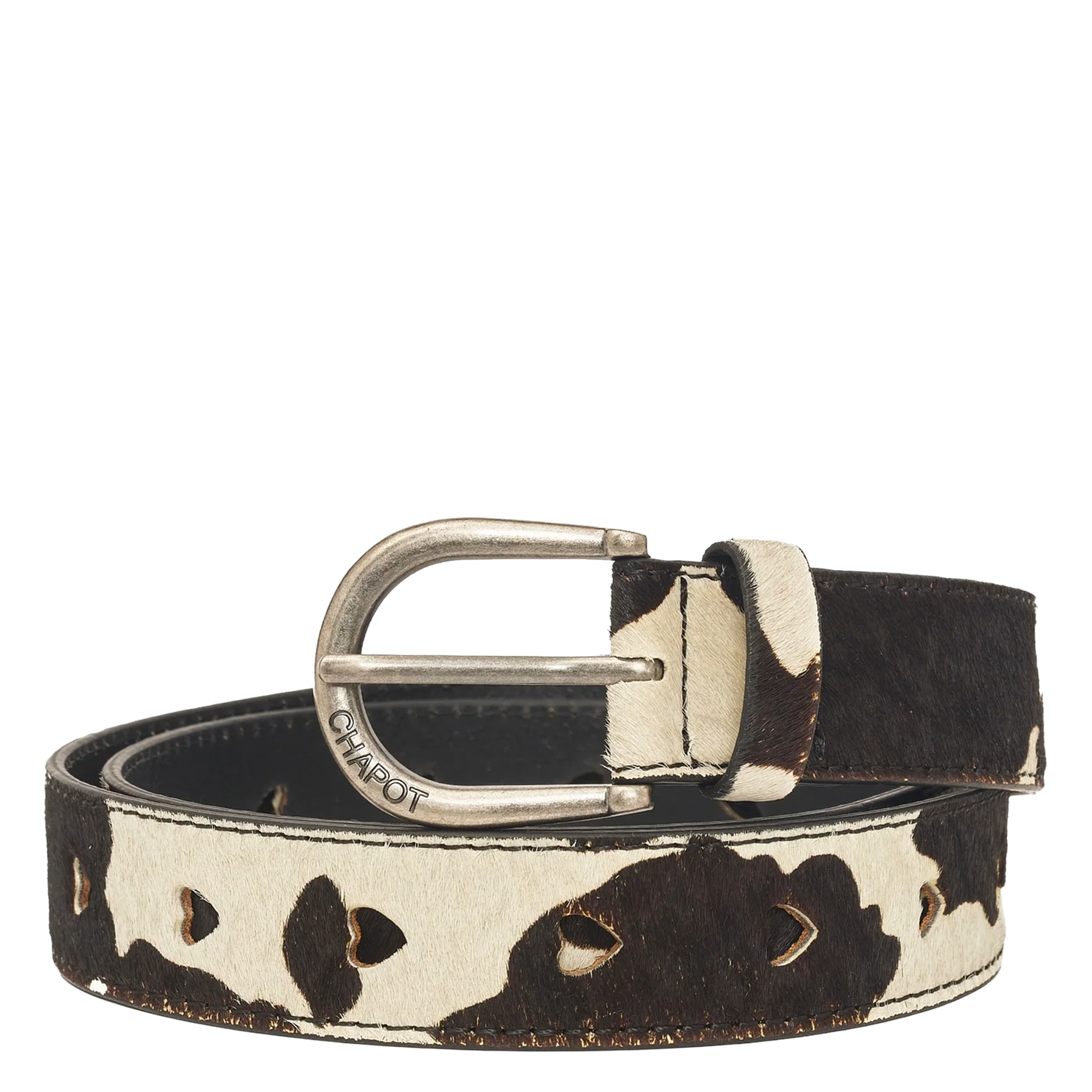 Koeienleren riem met hartdetails FABIENNE CHAPOT Bruin