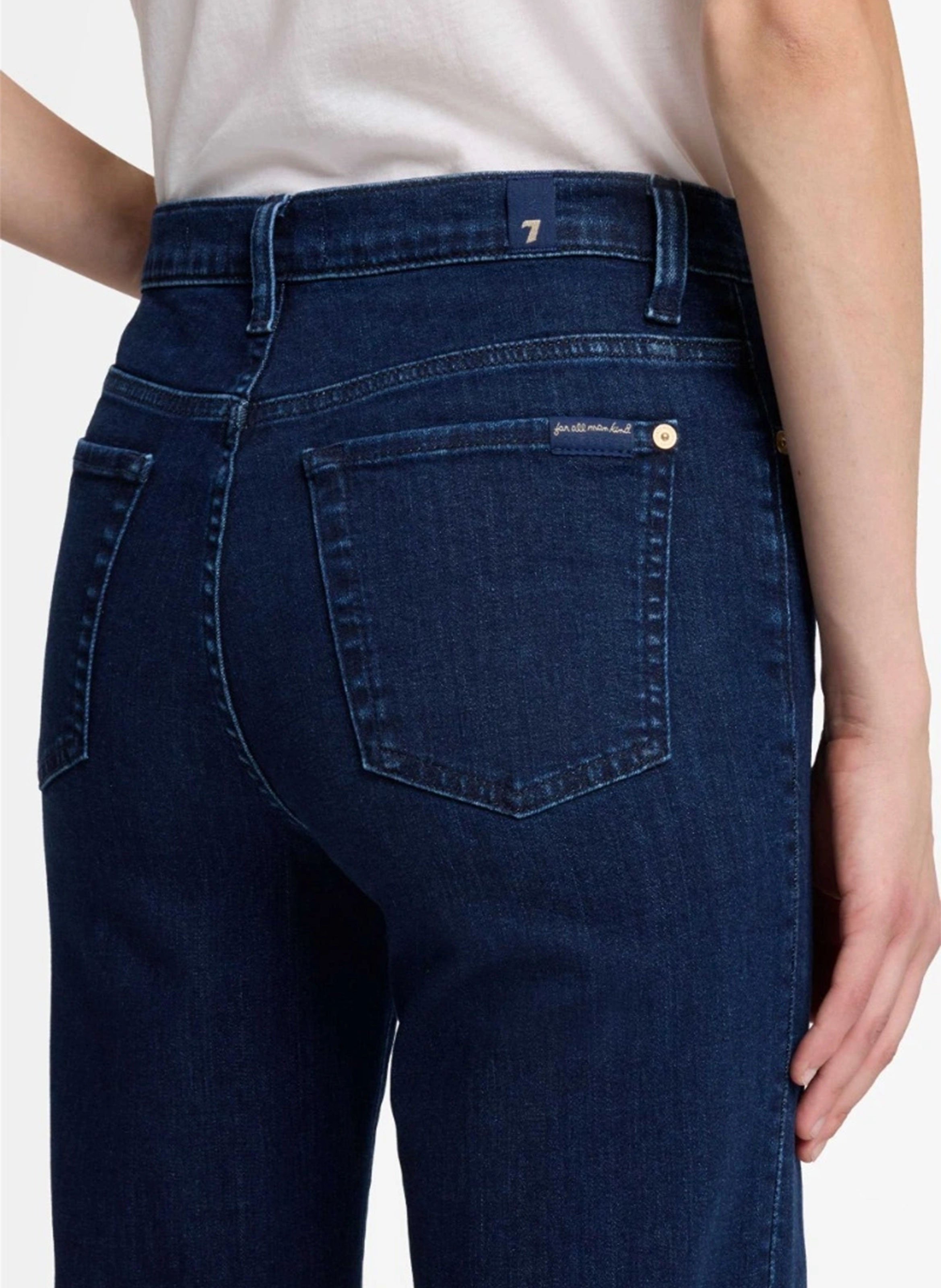 Donkere denim flared high-waist jeans 7 FOR ALL MANKIND Blauw