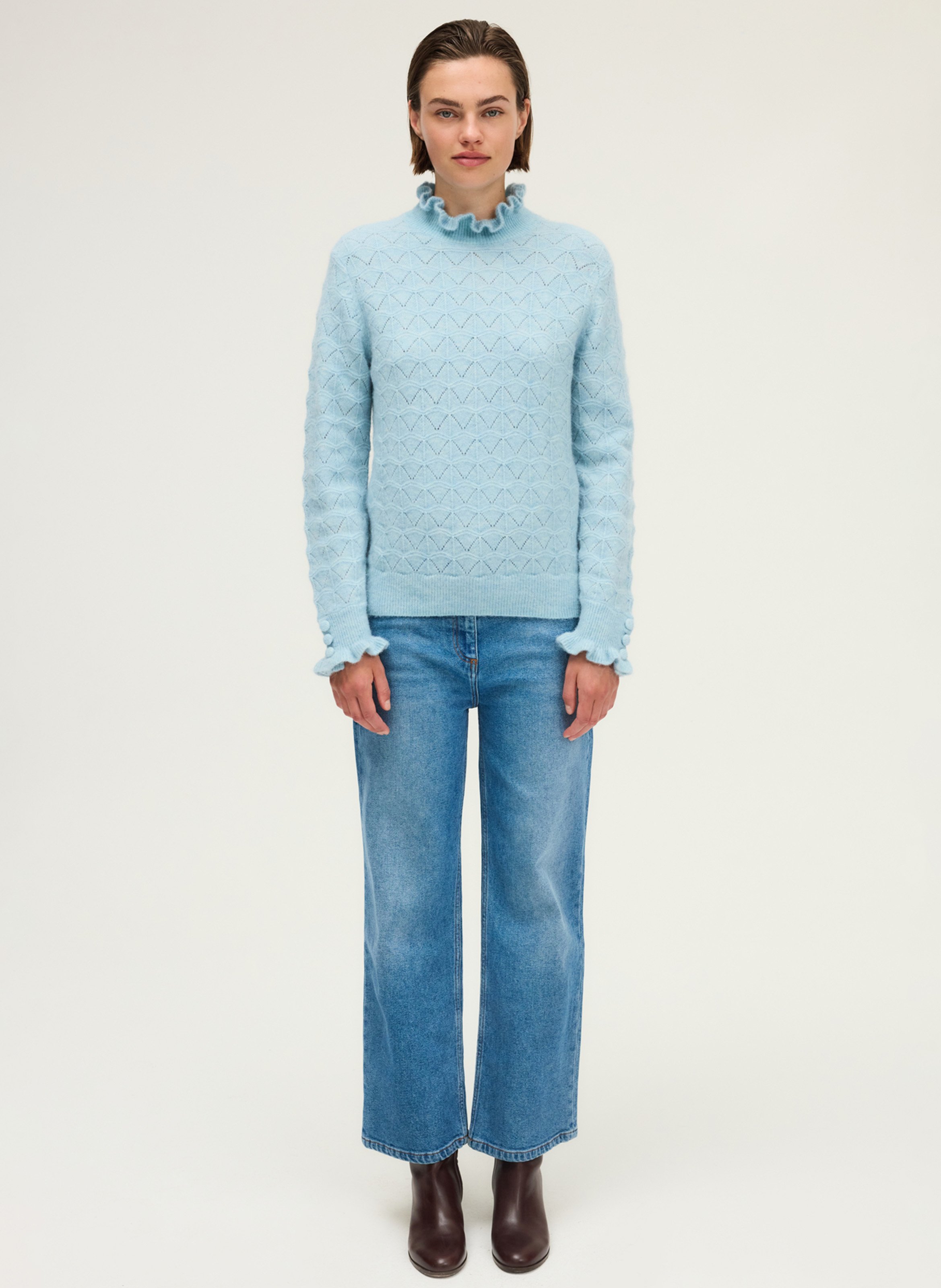 High-neck wool sweater PABLO Blue