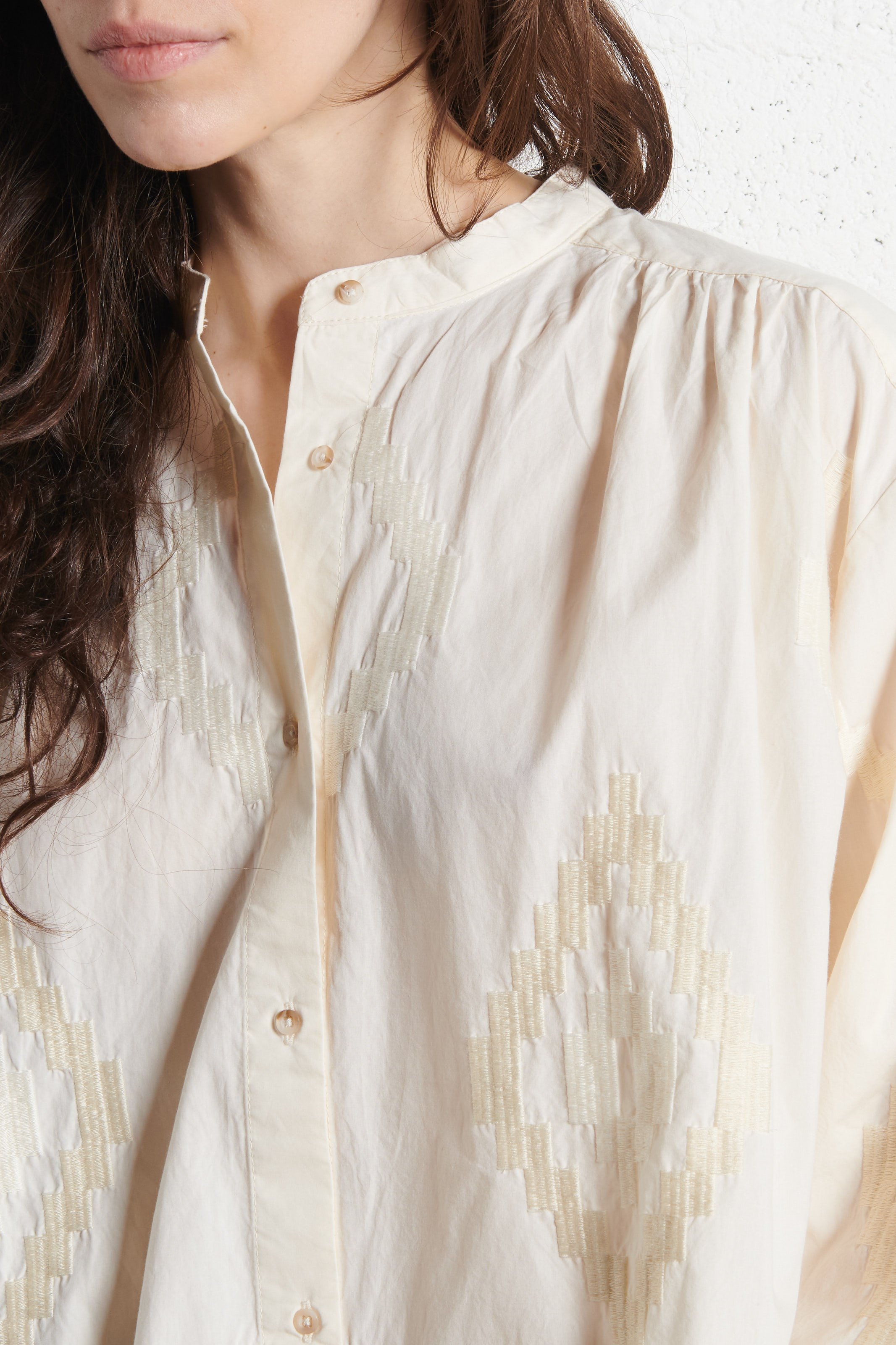 Cotton blouse with mandarin collar SACRECOEUR Beige