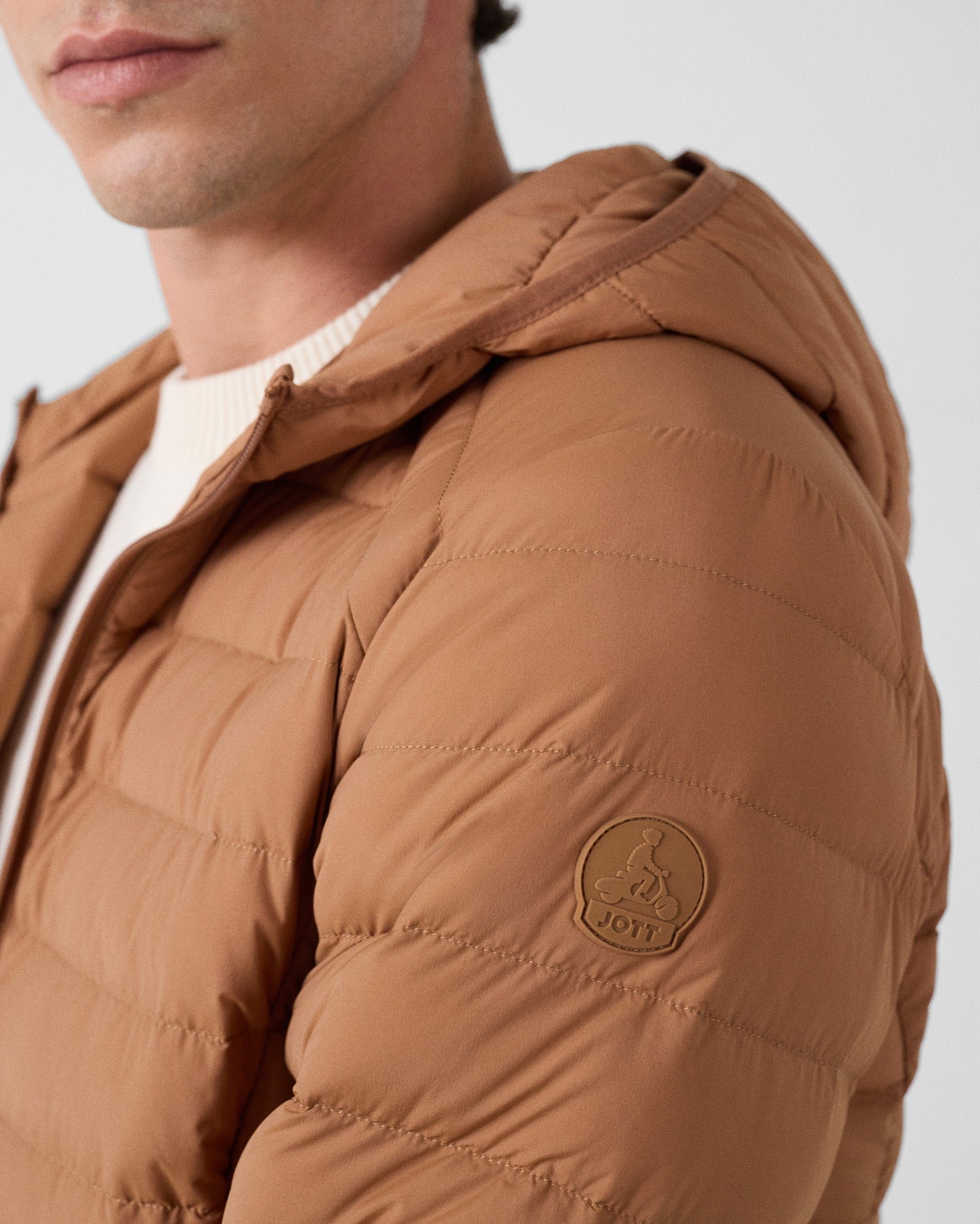 Frantz Stretch Lightweight Hooded Puffer Coat JOTT Brown