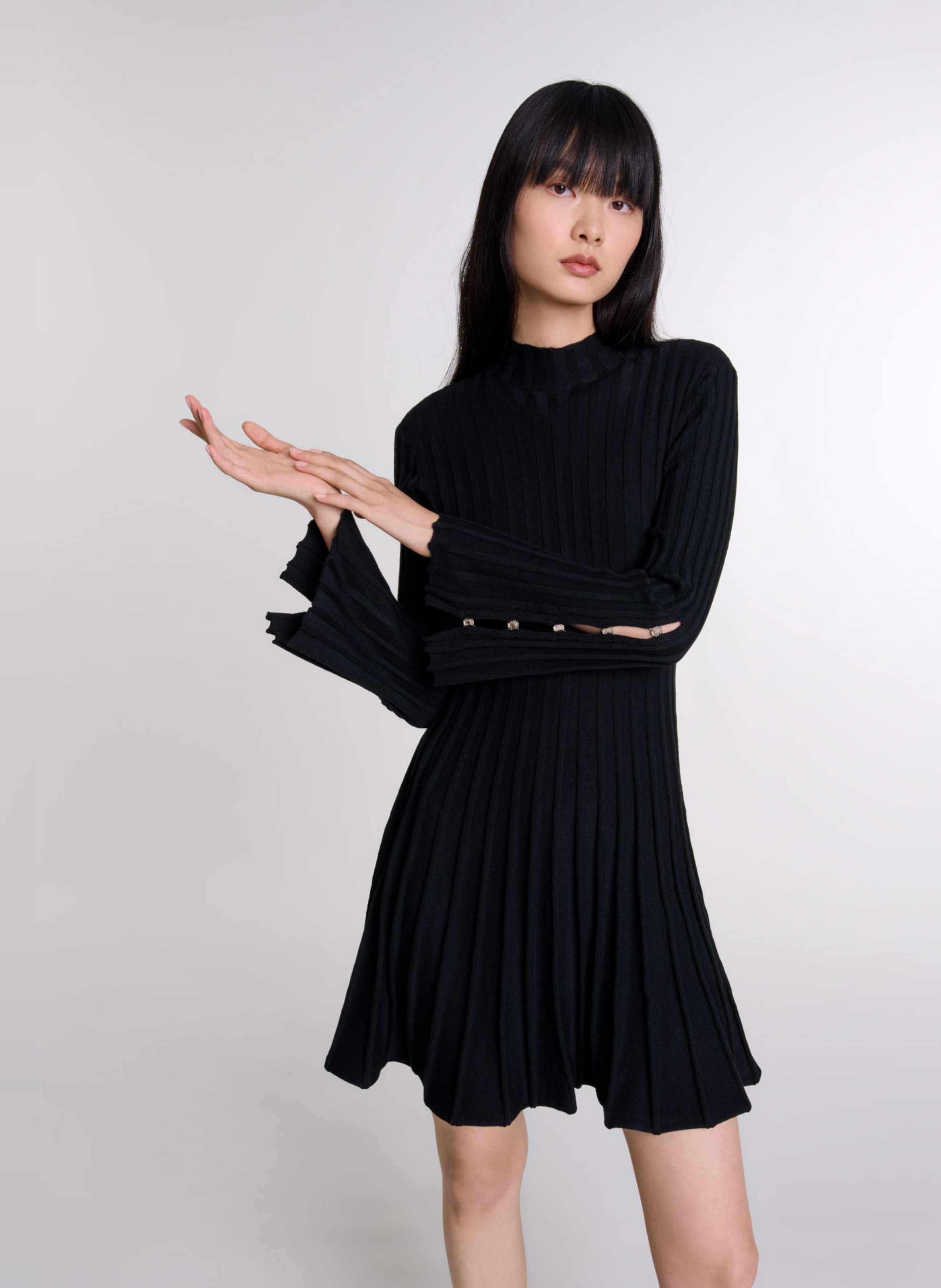 Robe courte col rond  MAJE Noir