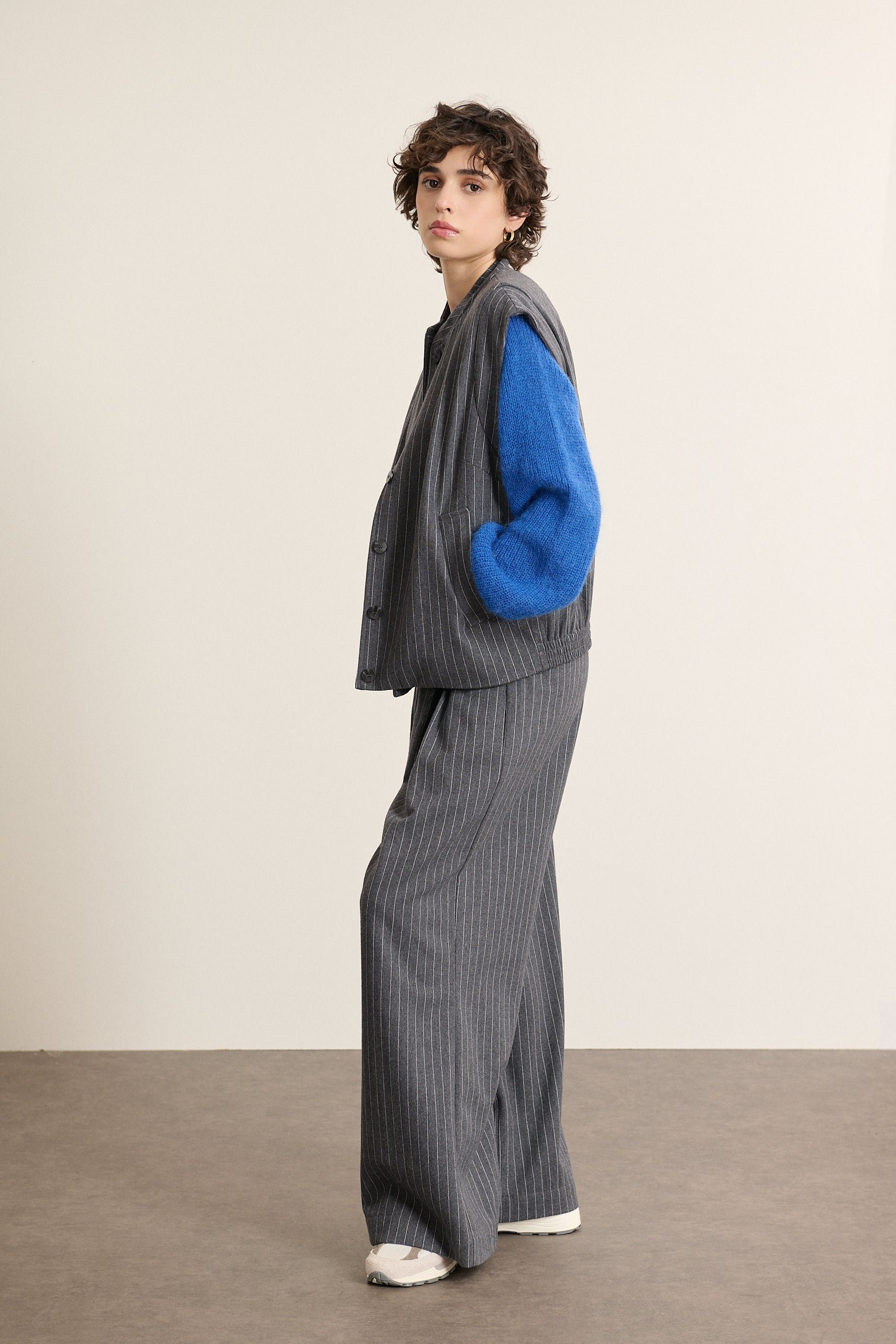 Striped sleeveless jacket GARANCE PARIS Grey