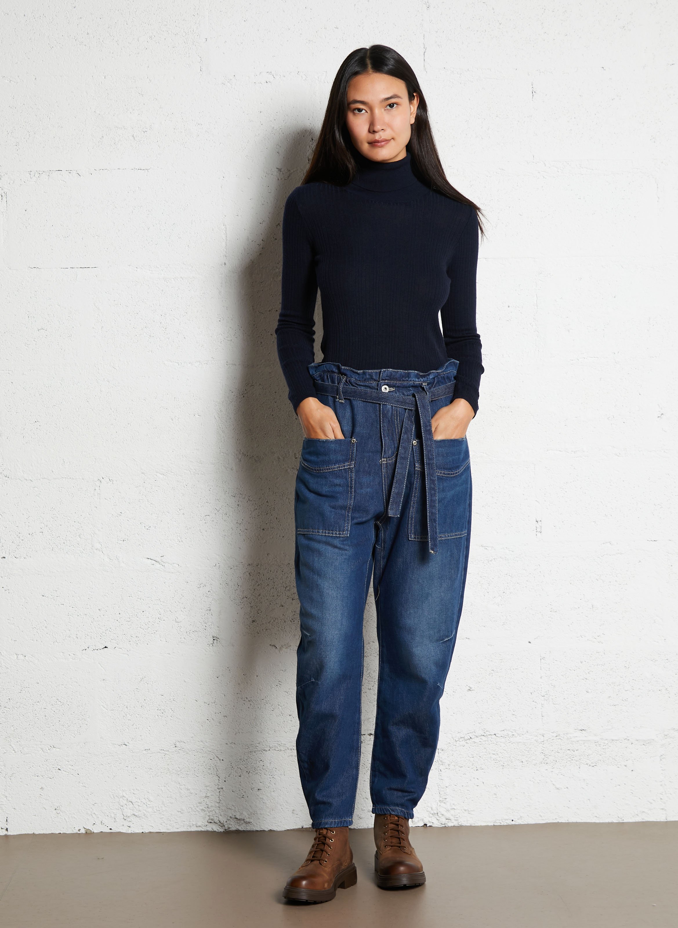 Jean droit délavé PLEASE Bleu