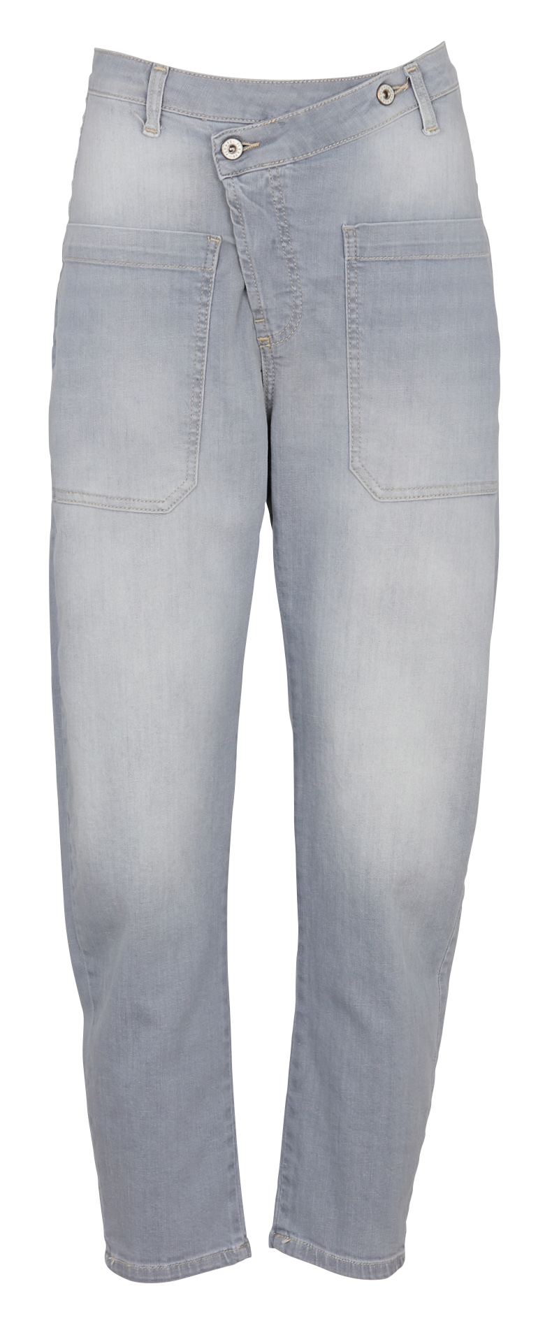 Jean ballon à boutonnière asymétrique PLEASE Gris