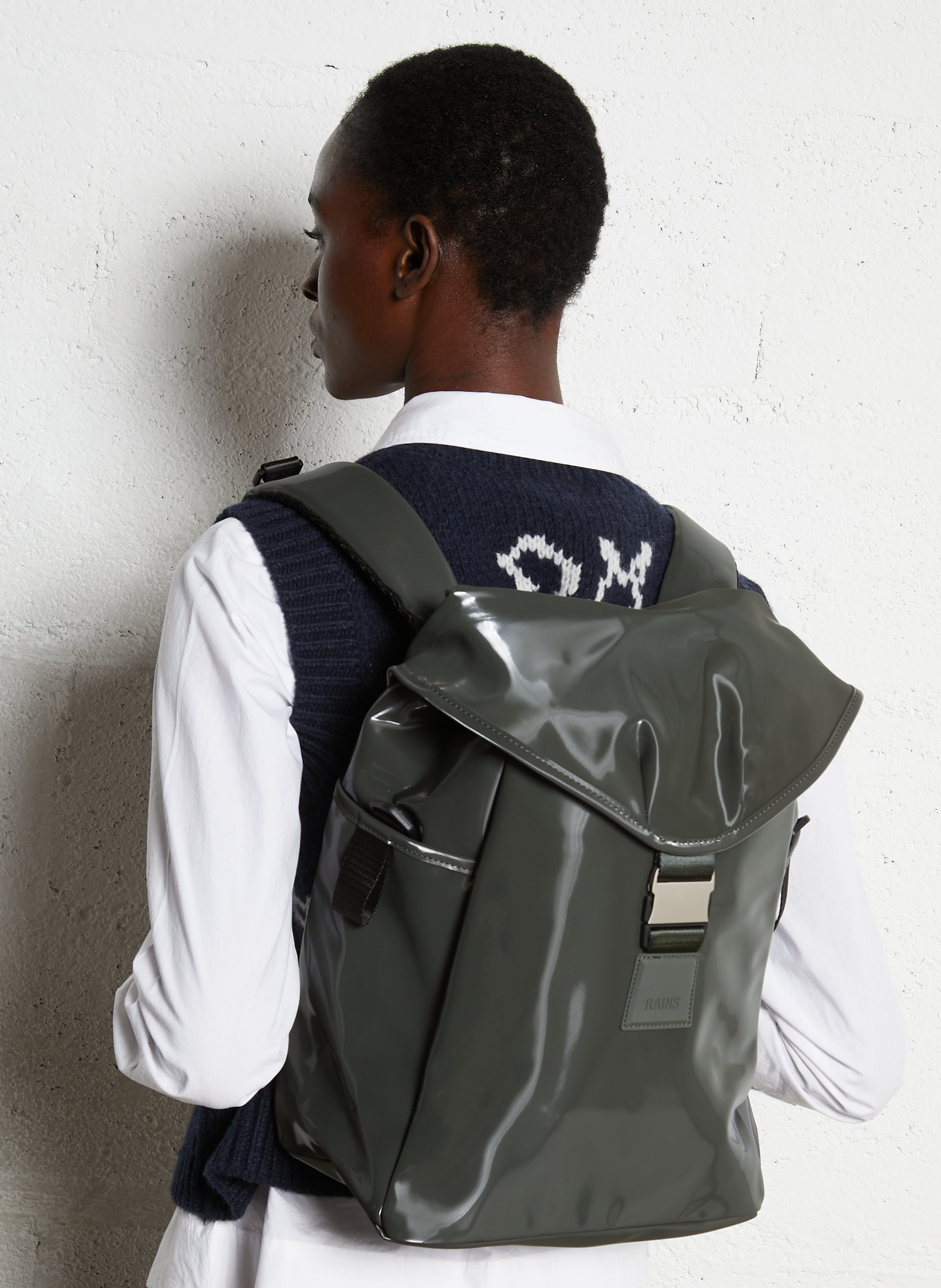 Coated backpack RAINS Green
