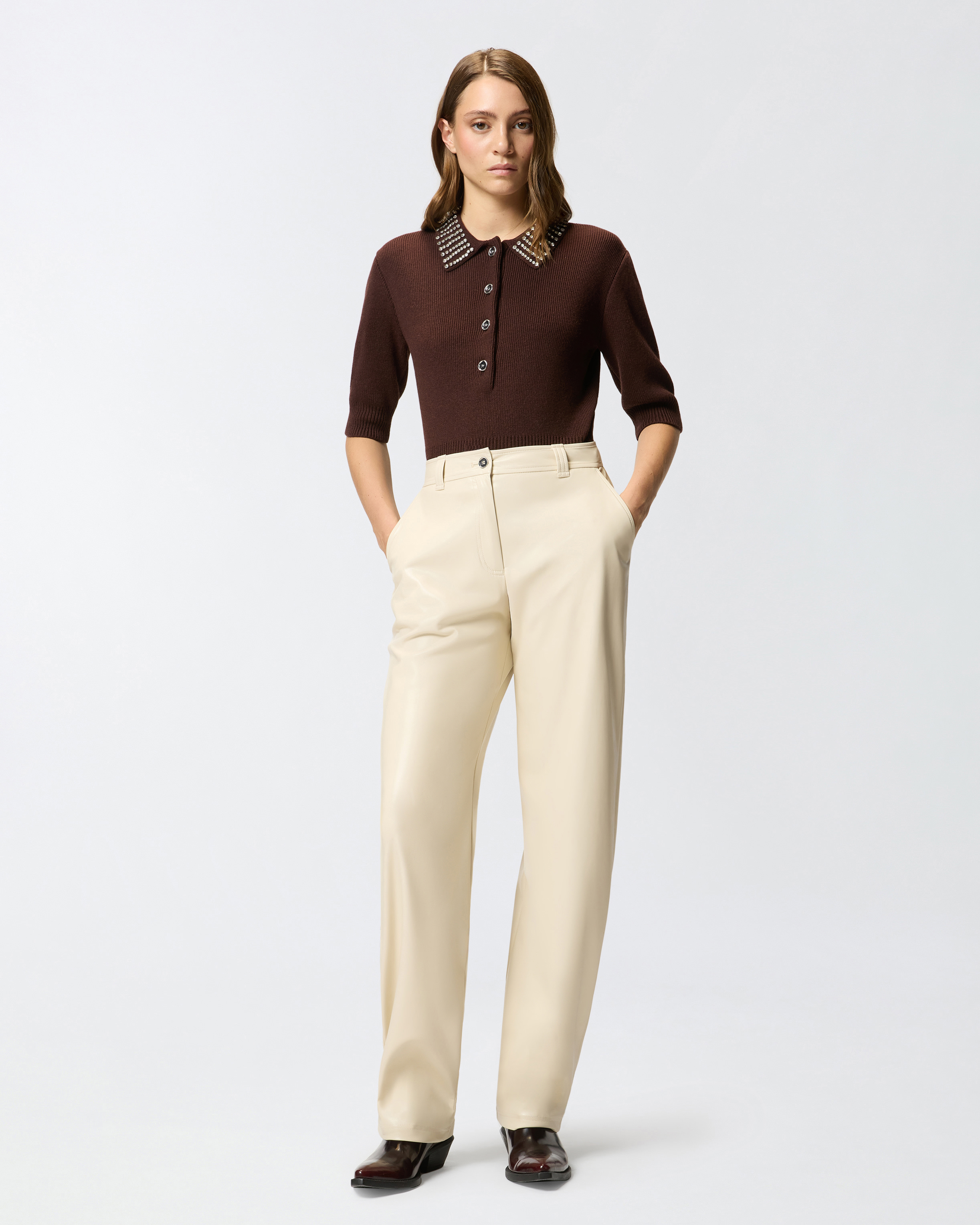 Soft faux leather balloon pants PINKO Beige